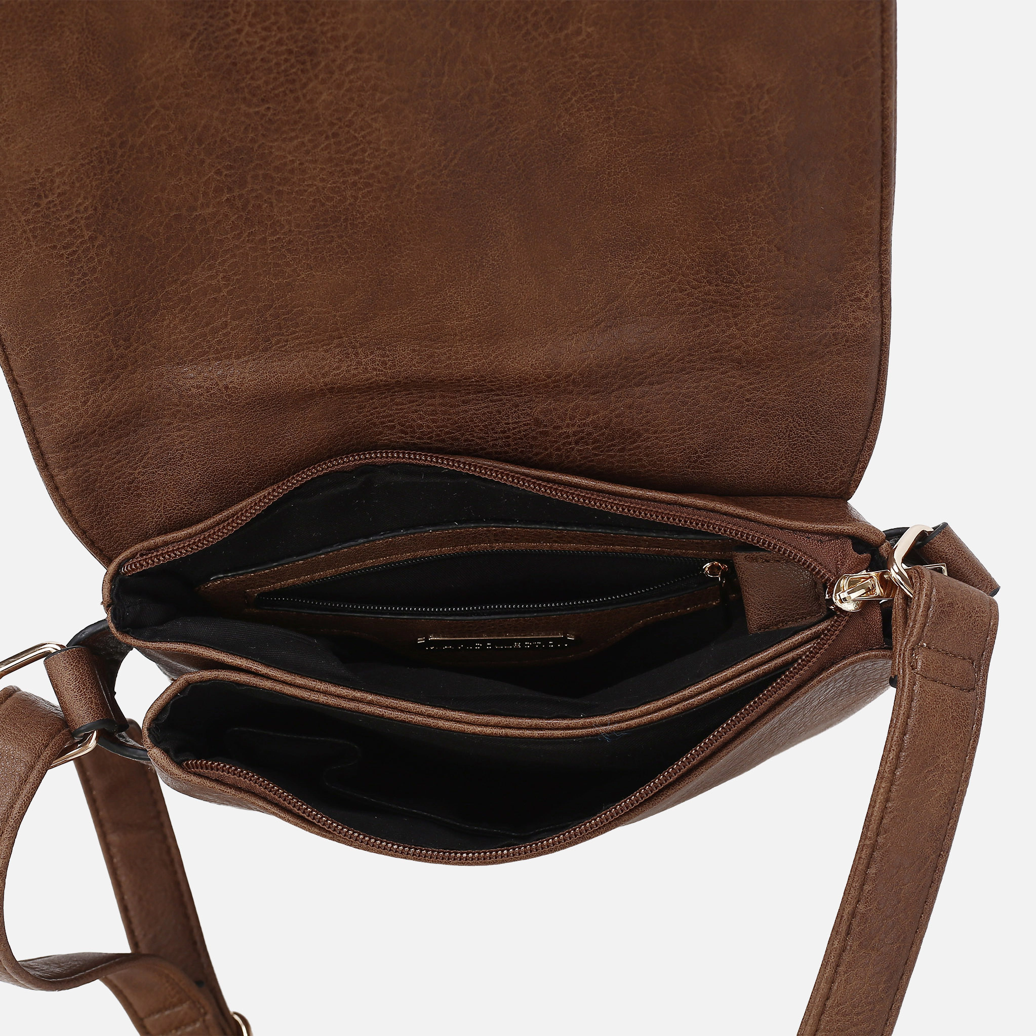 Mia K Collection Jasmine Vegan Leather Crossbody Bag - Gold-Tone Hardware