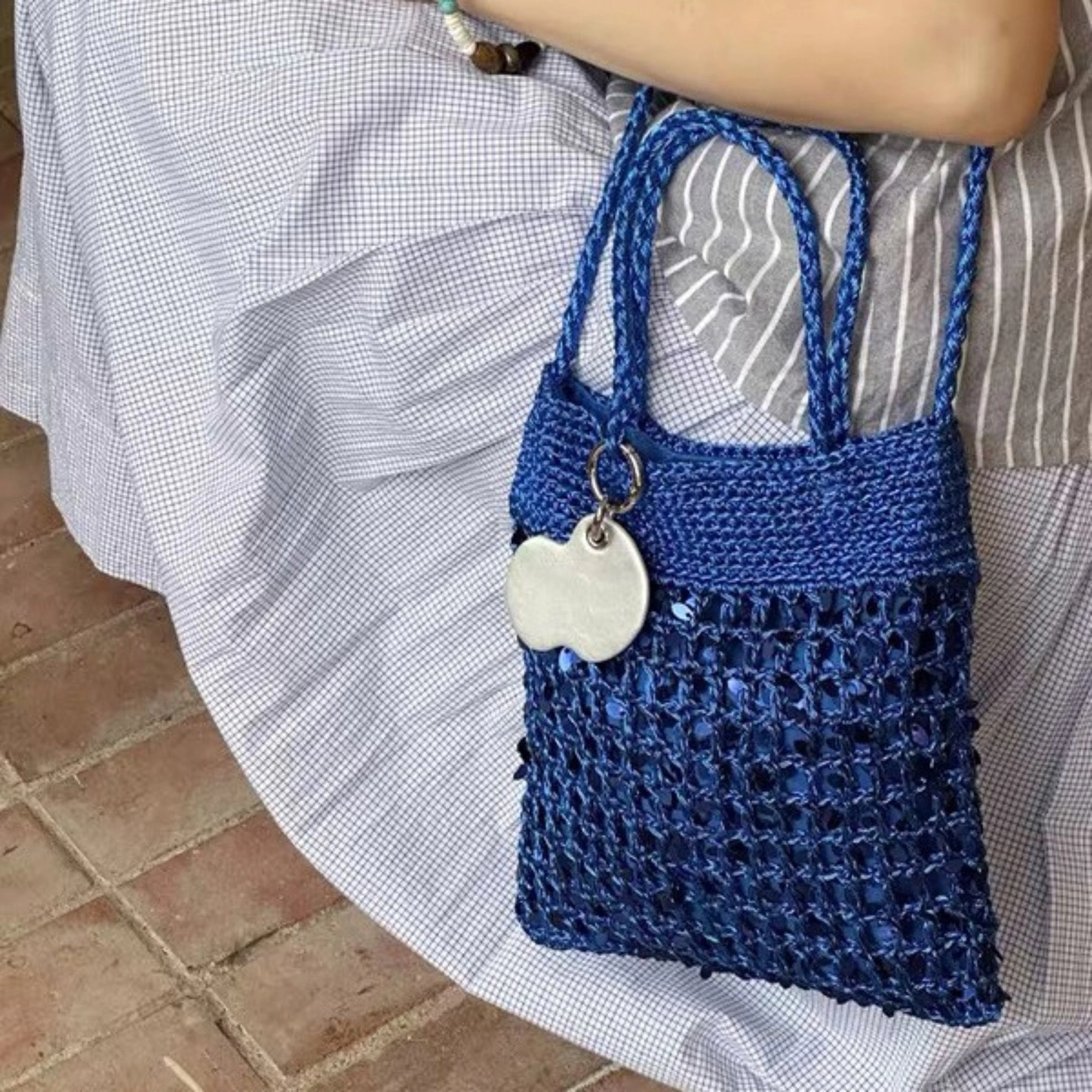 Alilang Women's Hand-Crocheted Sequin Crossbody Bag Small Square Shoulder for Phone and Essentials
