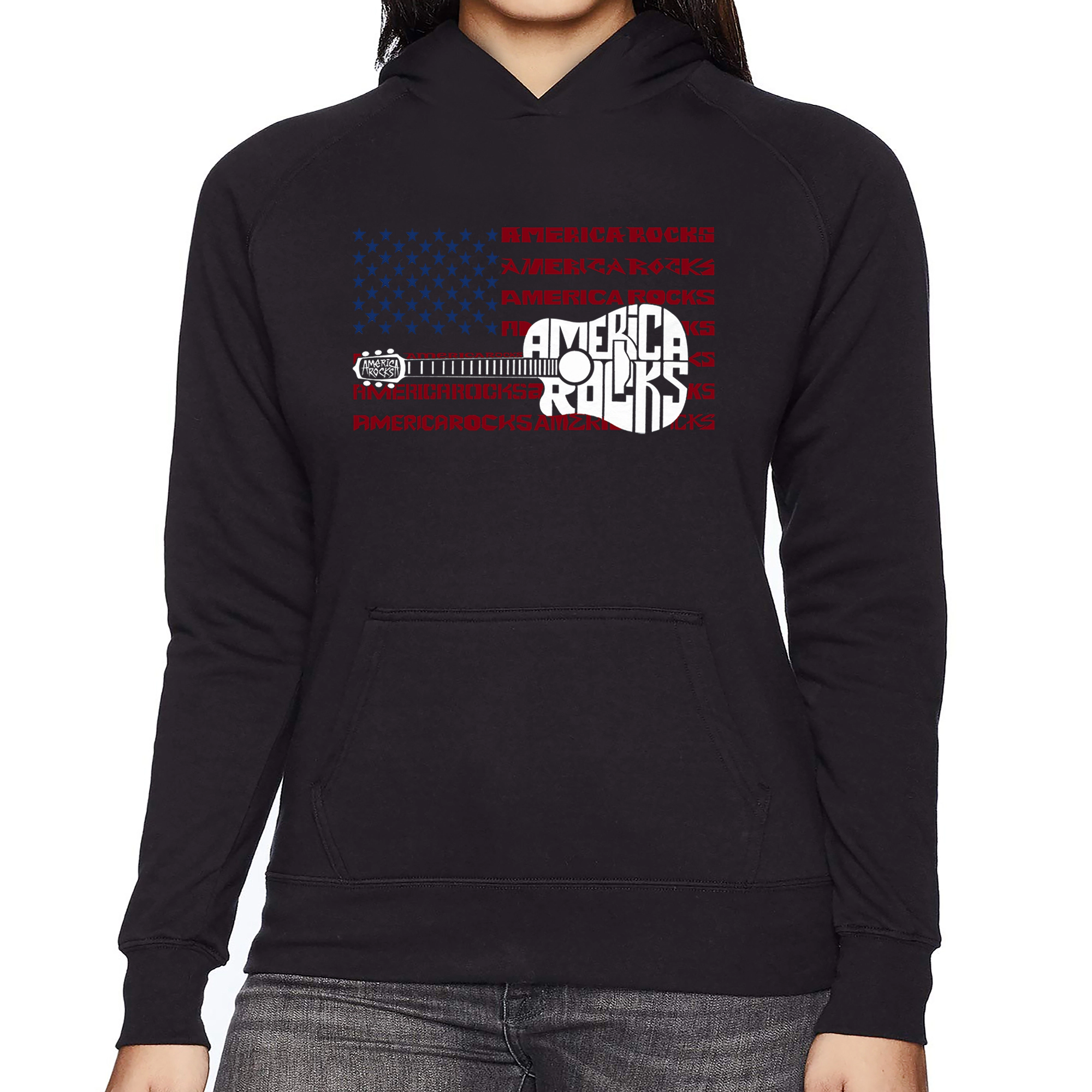 LA Pop Art America Rocks - Women's Word Hooded Sweatshirt