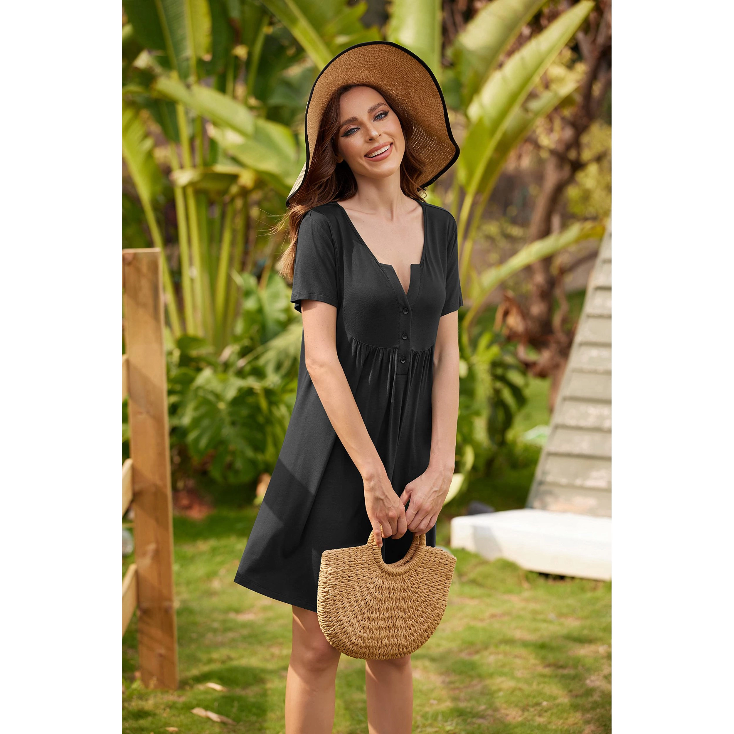 Ekouaer Maternity Nursing Nightgown Labor and Delivery Gown for Hospital