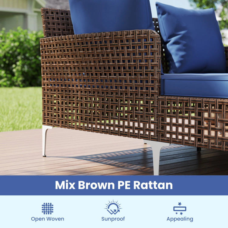 Hivvago Outdoor Rattan Double Daybed Wicker Chaise Lounge