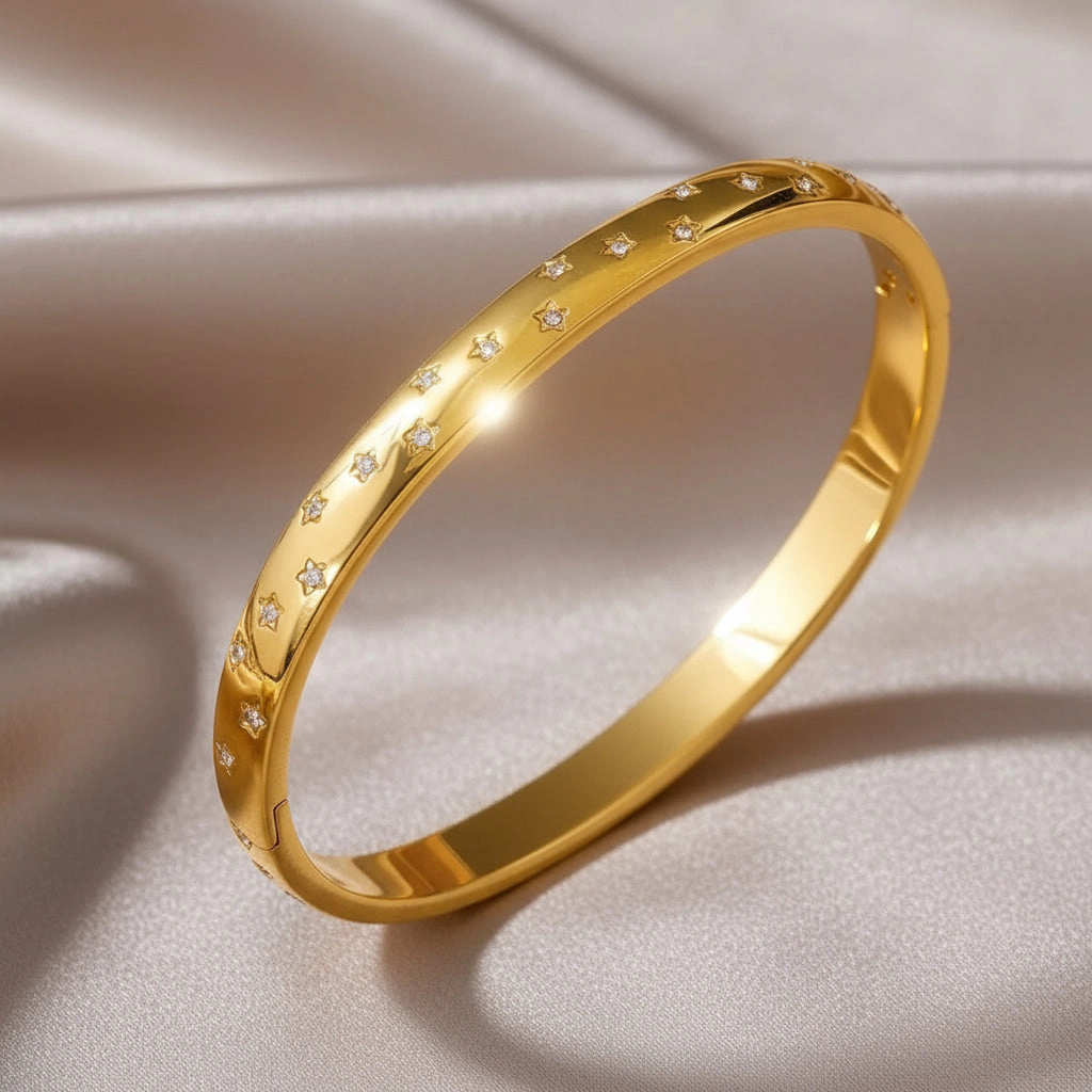 DressAtR Women's Star 18K Gold Plated Zircon Bracelet