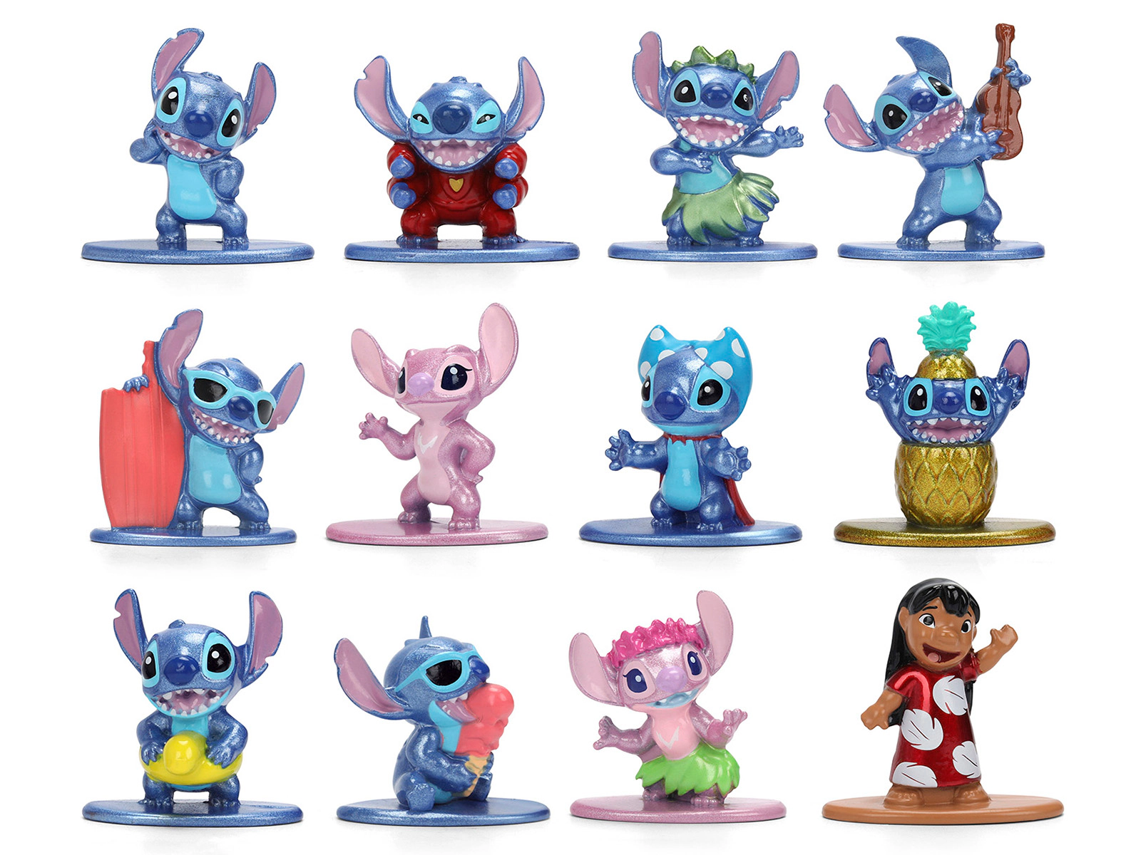 Jada Set of 12 Diecast Figures "Disney's Stitch" Franchise "Nano Metalfigs" Series Diecast models by Jada