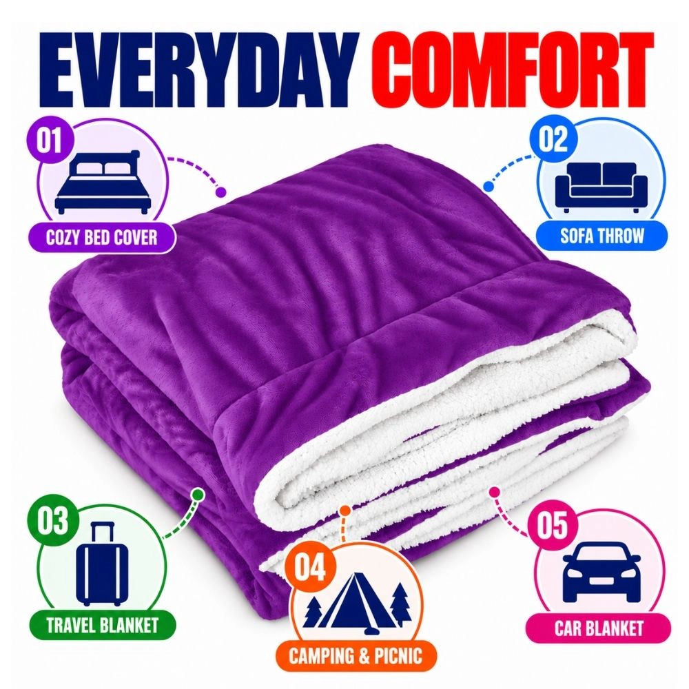 Soft Warm Flannel Blanket for Bed, Sofa & Travel