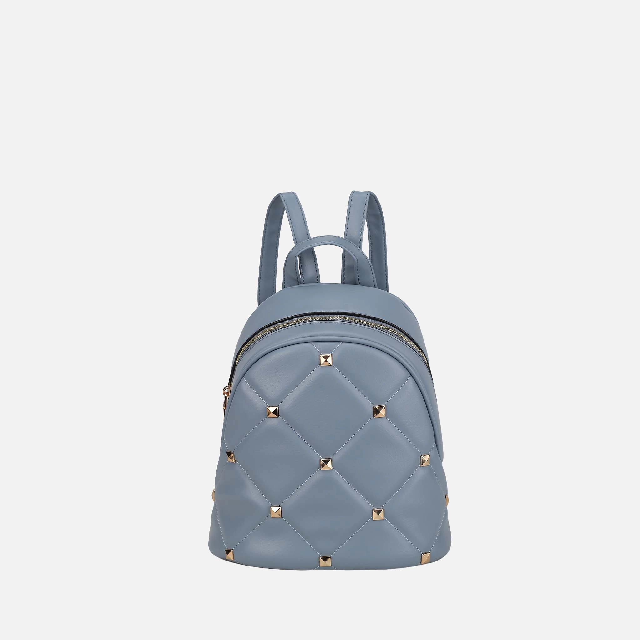 Mia K Collection Hayden Vegan Leather Backpack - Gold-Tone Hardware, Pressed Stud Detail