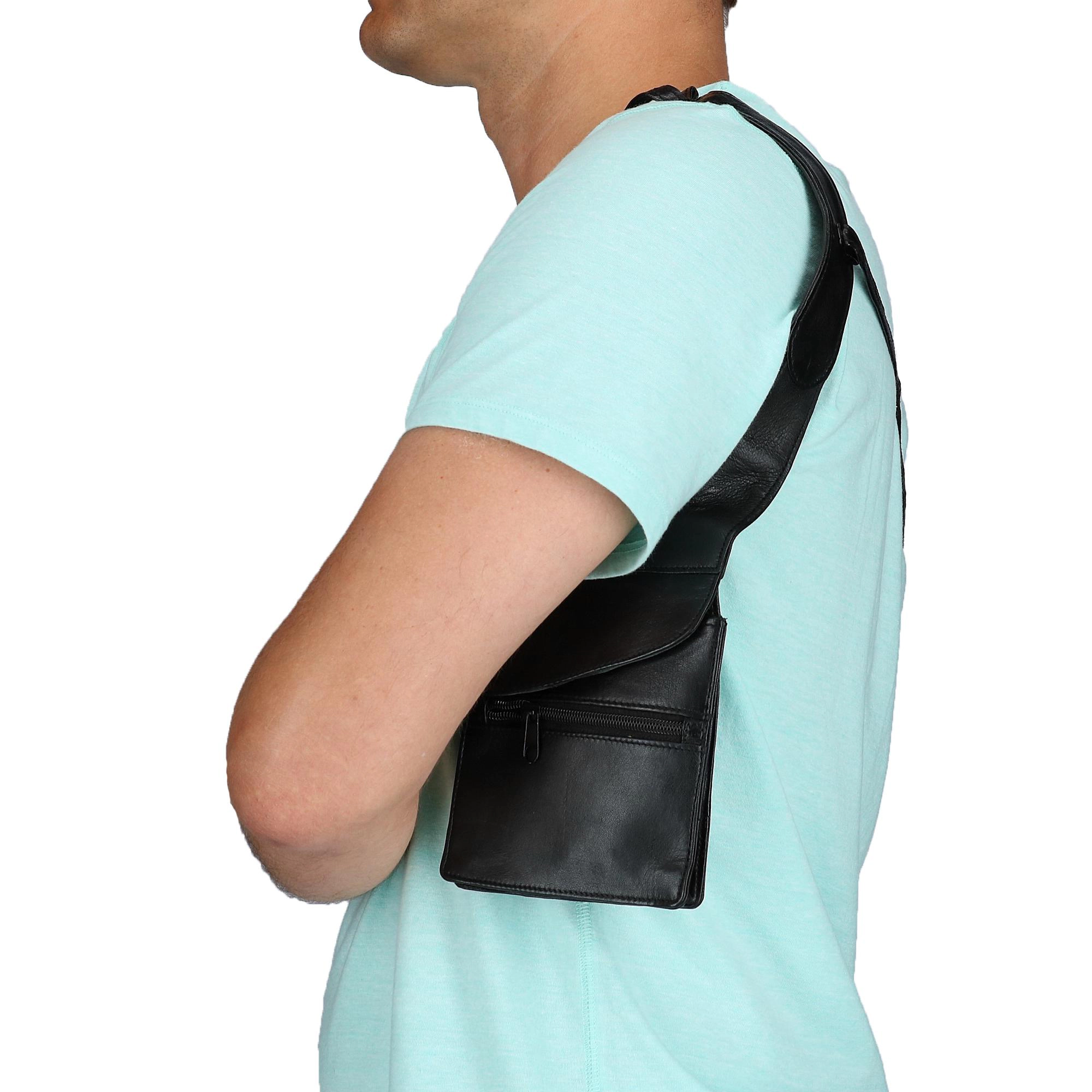 CTM Unisex Leather Travel Shoulder Wallet
