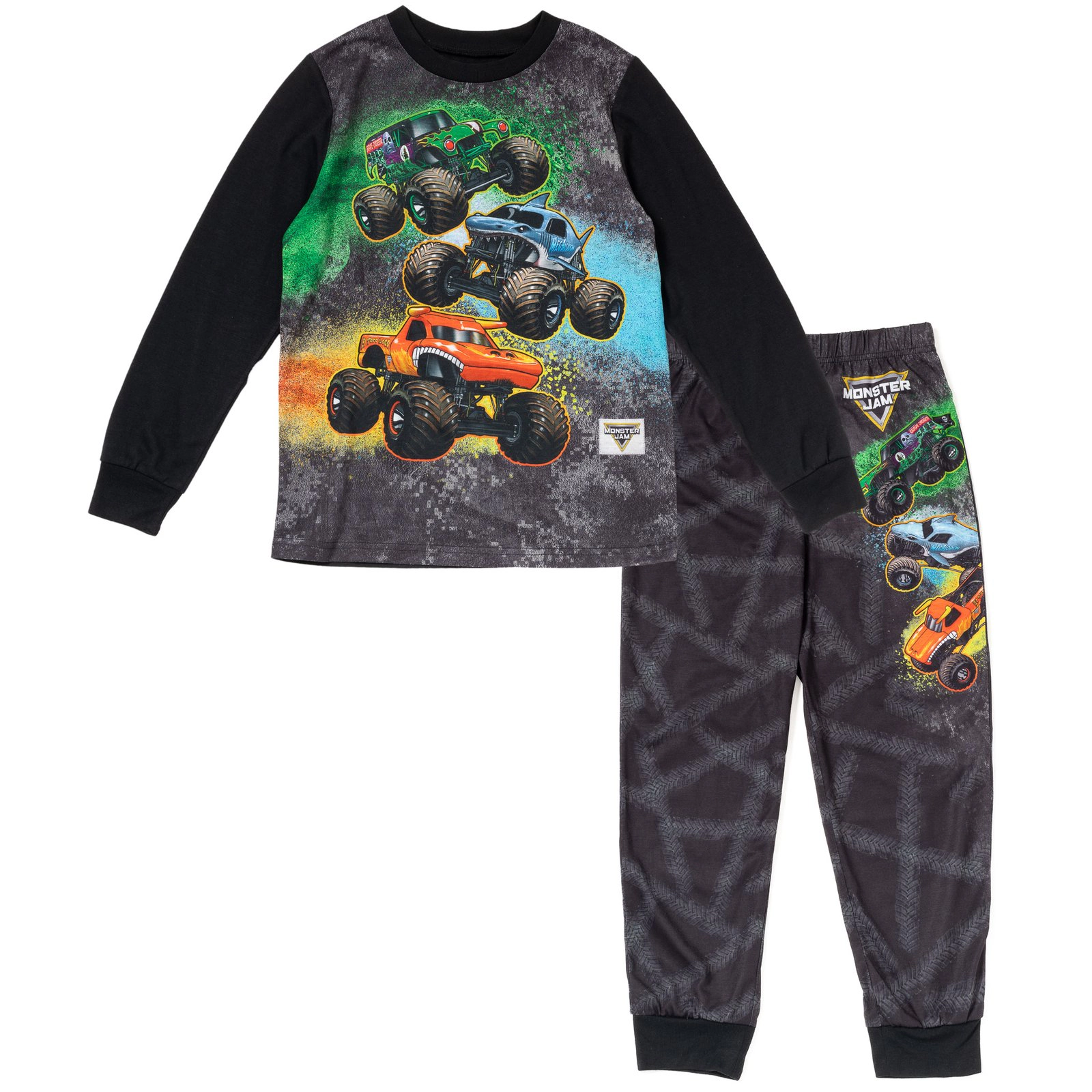 Monster Jam Boys' 2-Piece Pajama Top and Pants Set