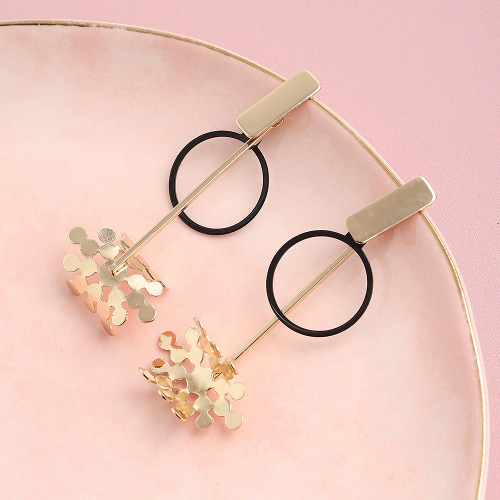 SOHI Women's Gold-Plated Geometric Drop Earrings