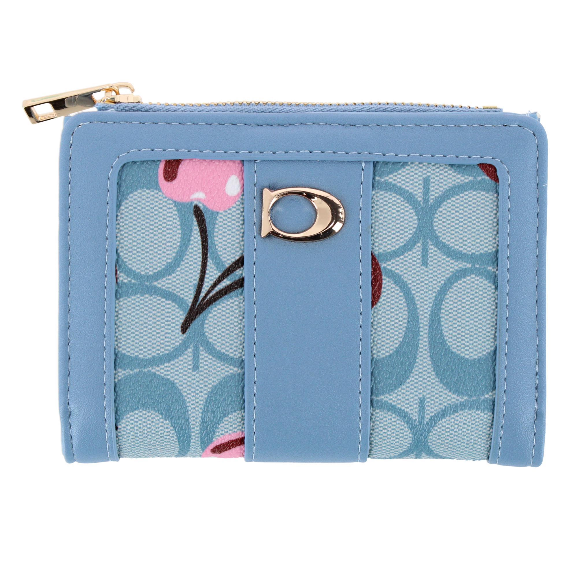 CTM Women's Premium Faux Leather Sporty Mini Coin and Card Case