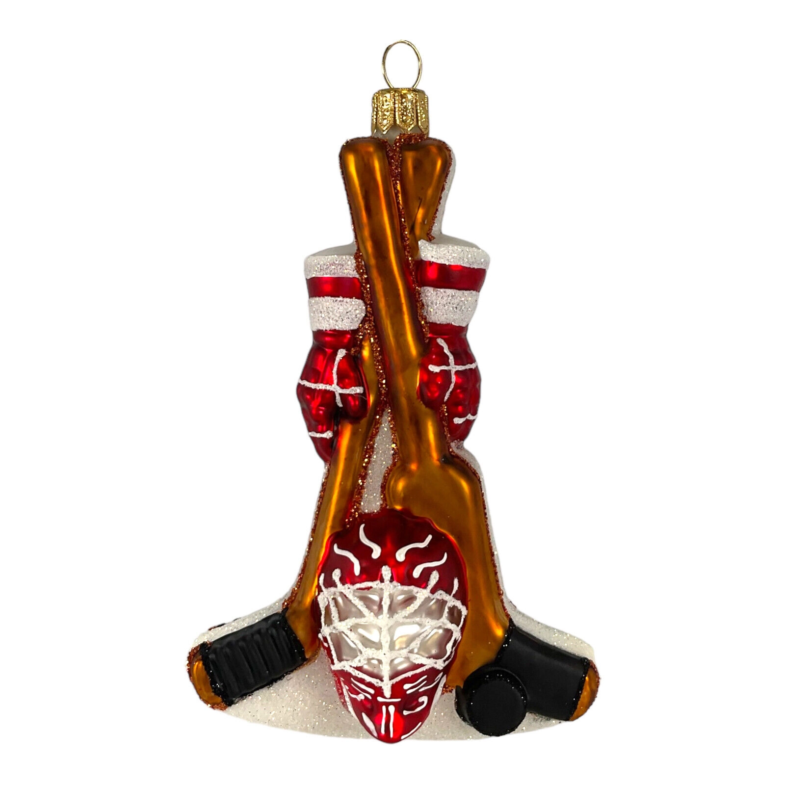 Pinnacle Peak Trading Company Red Hockey Sports Equipment Polish Blown Glass Hanging Christmas Tree Ornament 5 inch