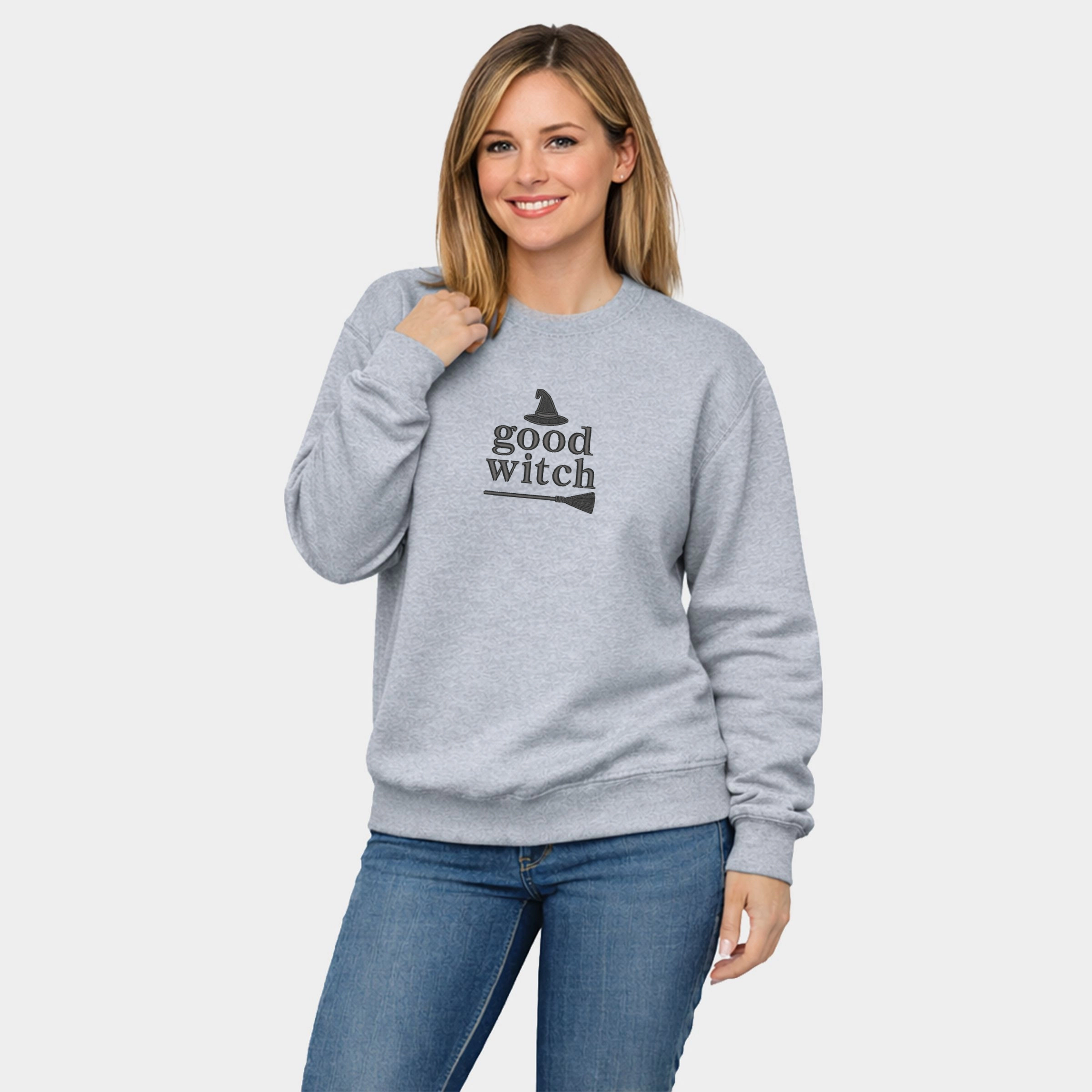 Simply Sage Market - Women's Graphic Sweatshirt Embroidered Good Witch