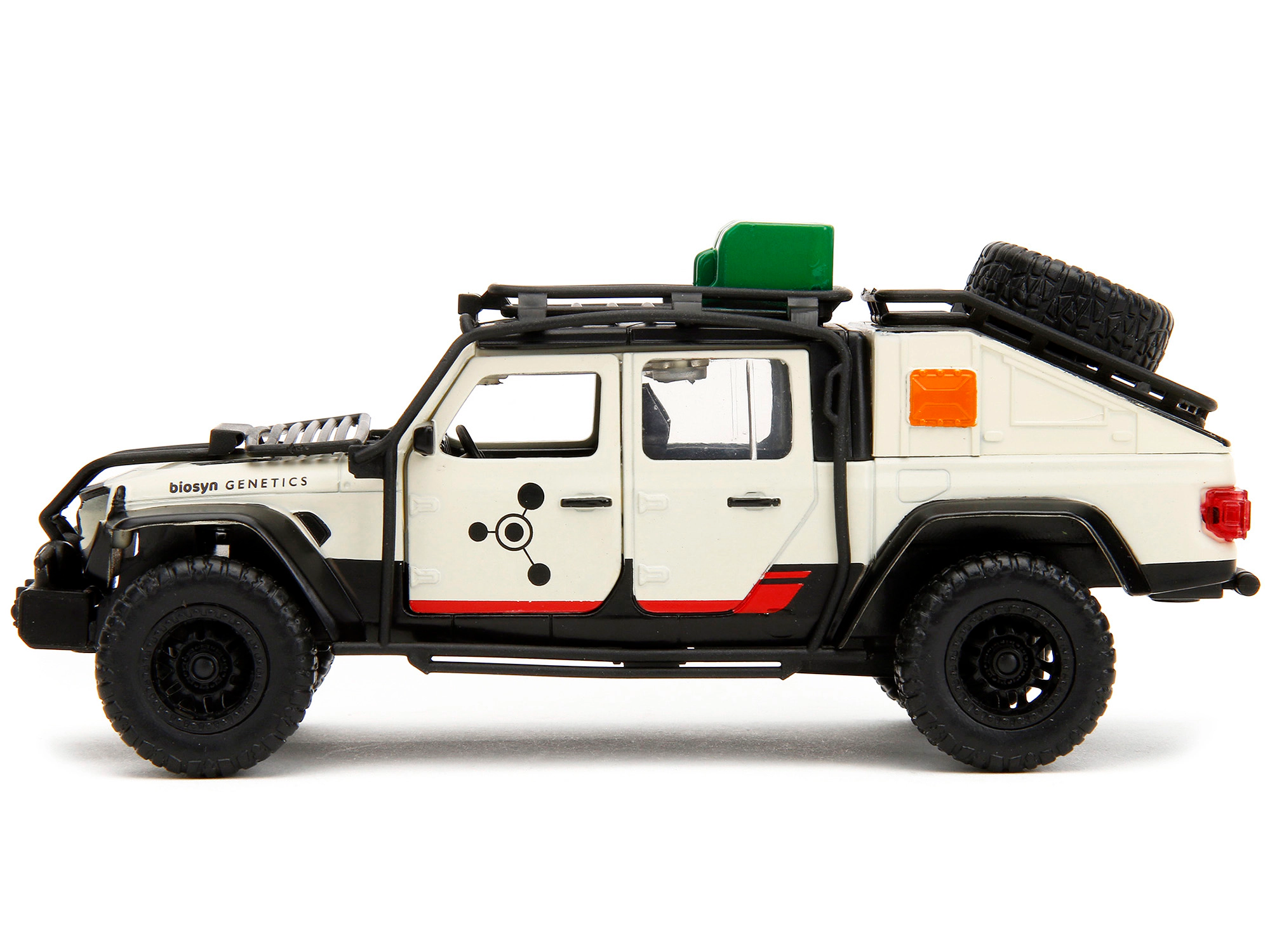 Jada Jeep Gladiator Pickup Truck with Equipment Shell Beige with Graphics "Biosyn Genetics" "Jurassic World
