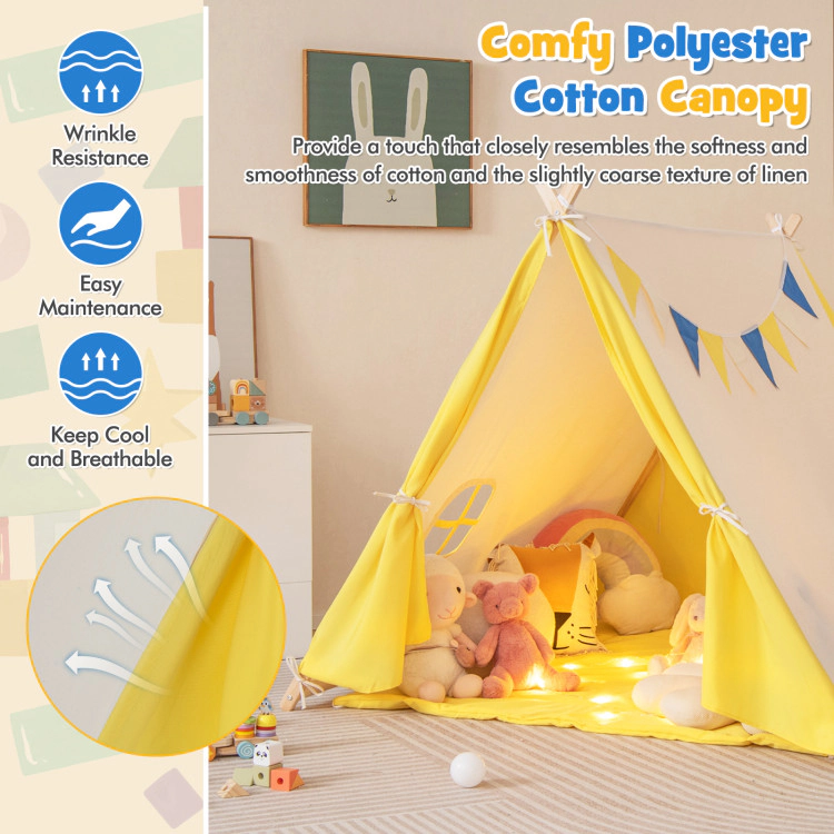 Hivvago Kids Play Tent with Solid Wood Frame Holiday Birthday Gift & Toy for Boys & Girls