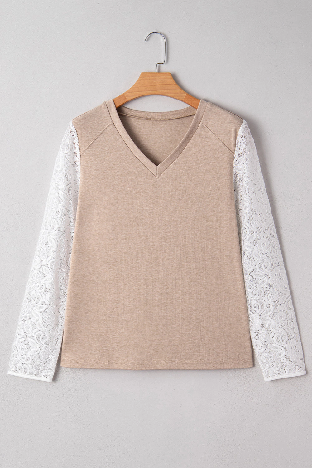 Threaded Pear Women's Penny Contrast Lace Patchwork Long Sleeve Top