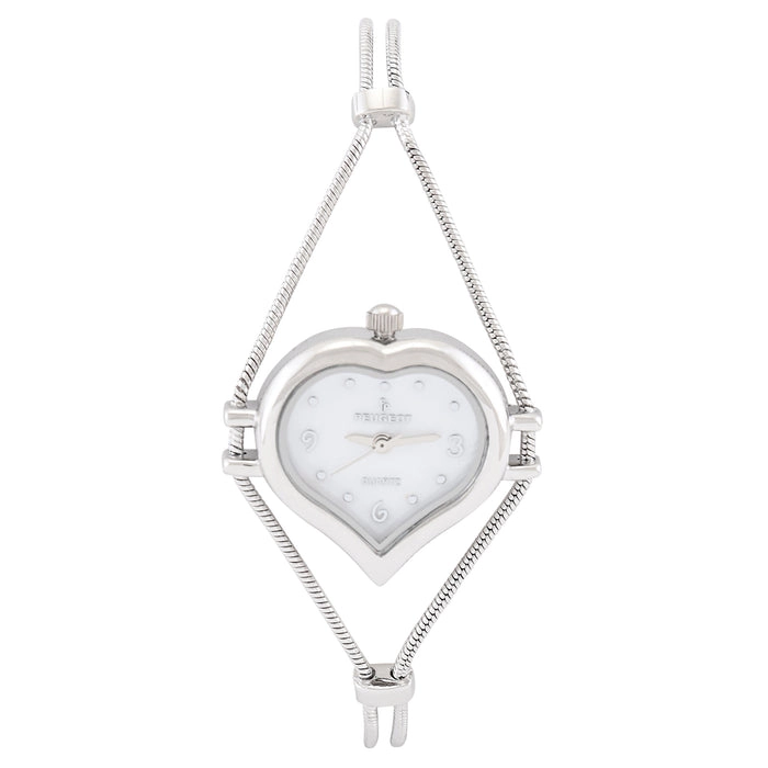 Peugeot Womens Silver Heart Shape Wire Watch with White dial