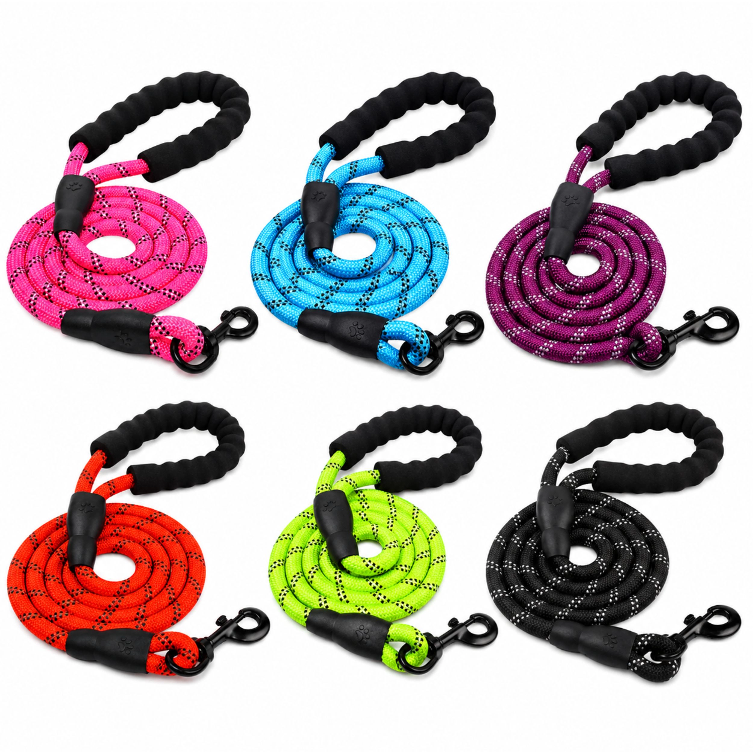 Home Collection 5FT Reflective Nylon Dog Rope Leash with Padded Handle