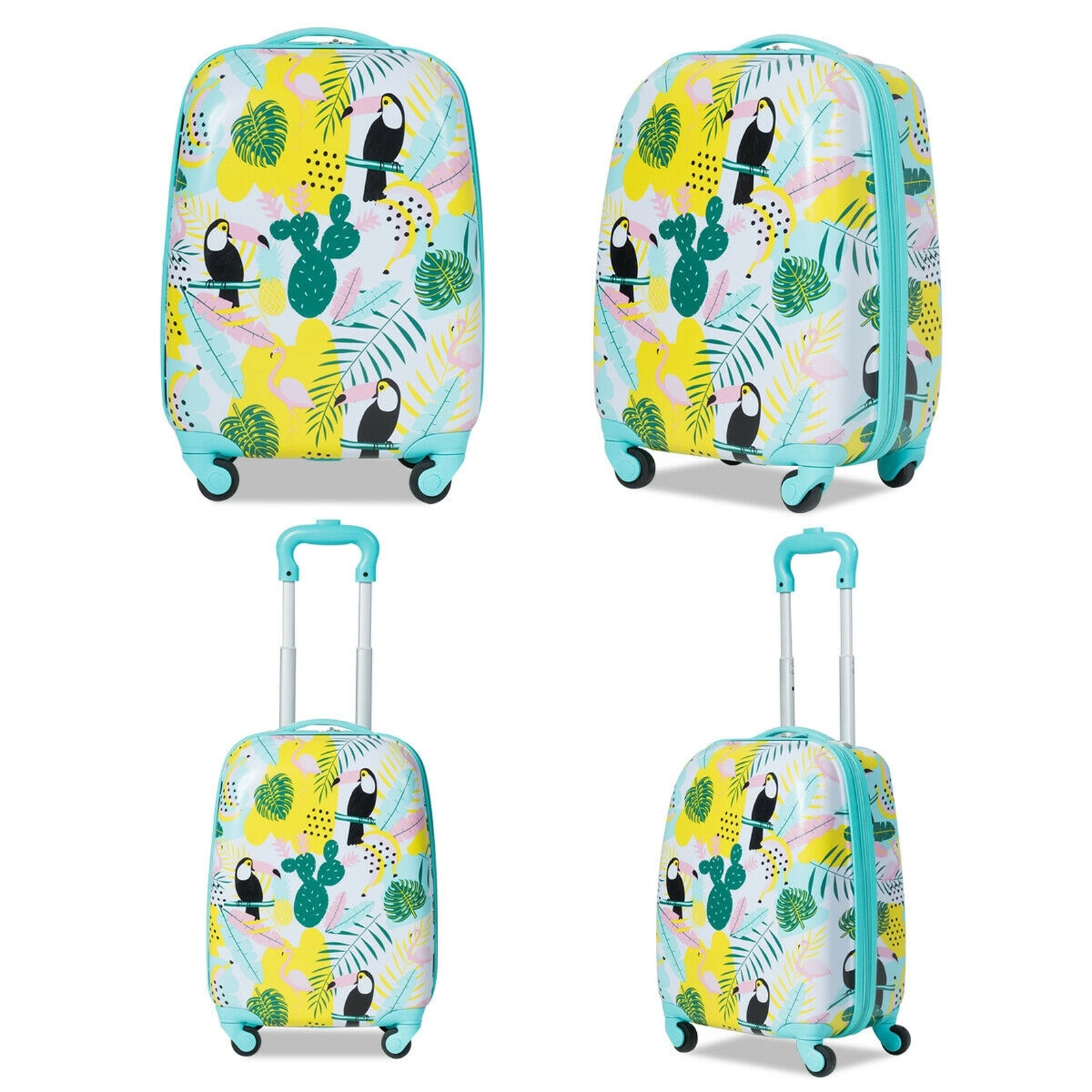 SUGIFT 2-Piece Kids Rolling Luggage Set Carry-On Suitcase and Backpack Astronaut Pattern