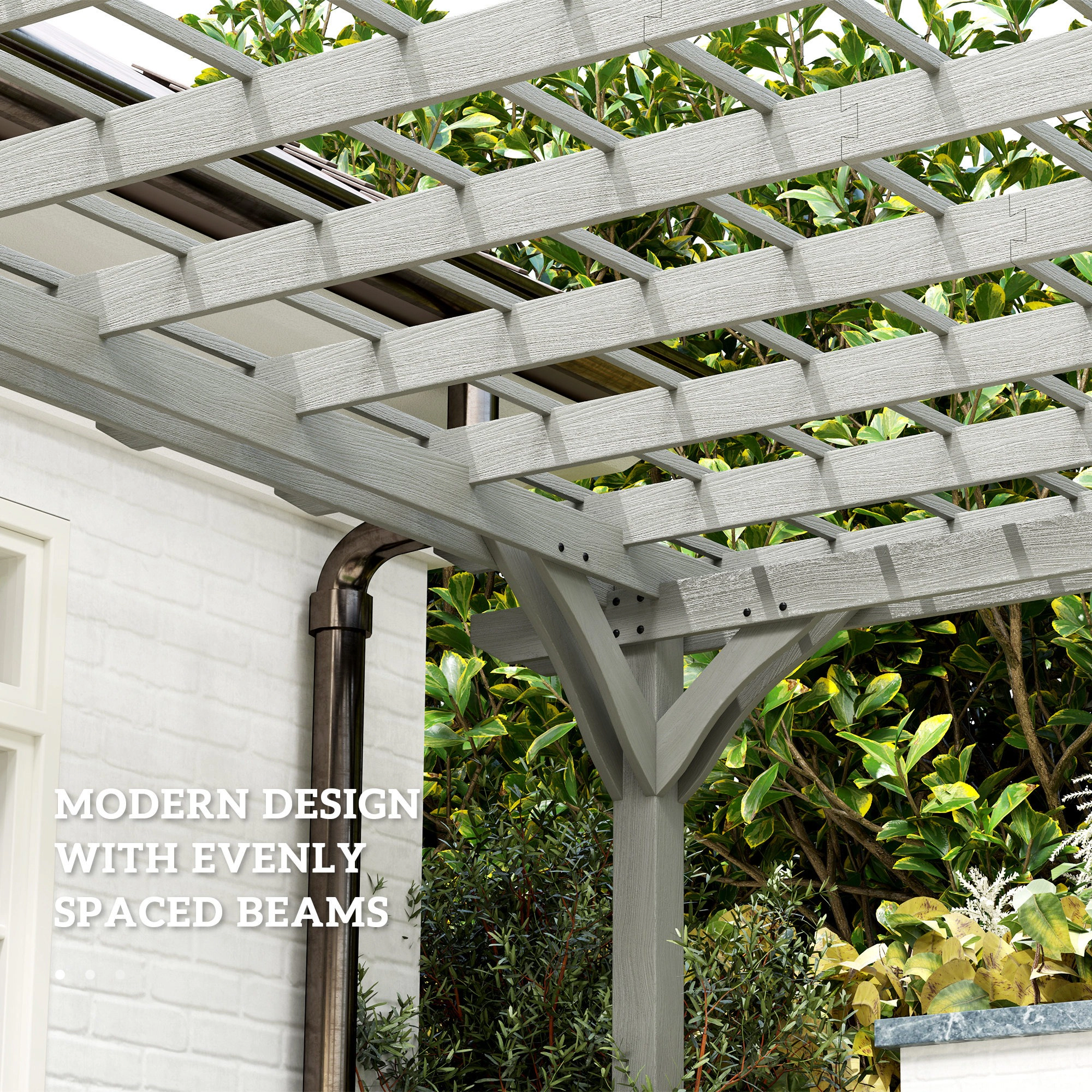 HONGGE Outdoor Pergola, Wood Gazebo Grape Trellis with Stable Structure for Climbing Plant Support, Gray