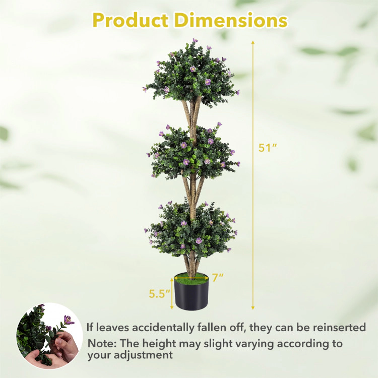Slickblue Set of 2 Artificial Boxwood Topiary Trees 51in Faux Greenery for Patio Entryway Decor