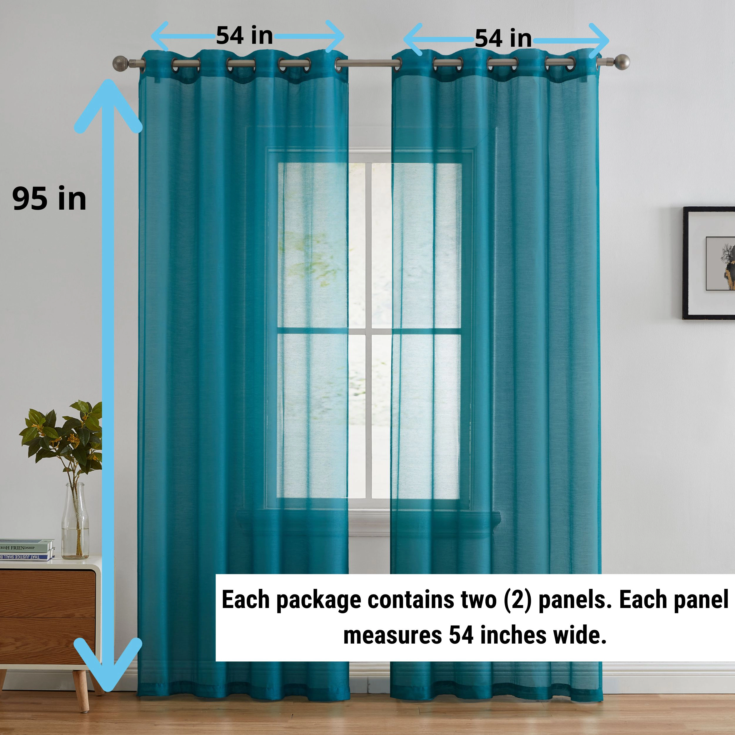 HLC.ME Sheer Voile Curtain Panels - Window Treatment Grommet Curtains 2