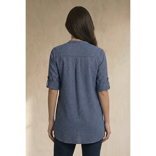 Ellos Plus Size Three-Quarter Sleeve Roll Tab Relaxed Fit 100% Cotton ...