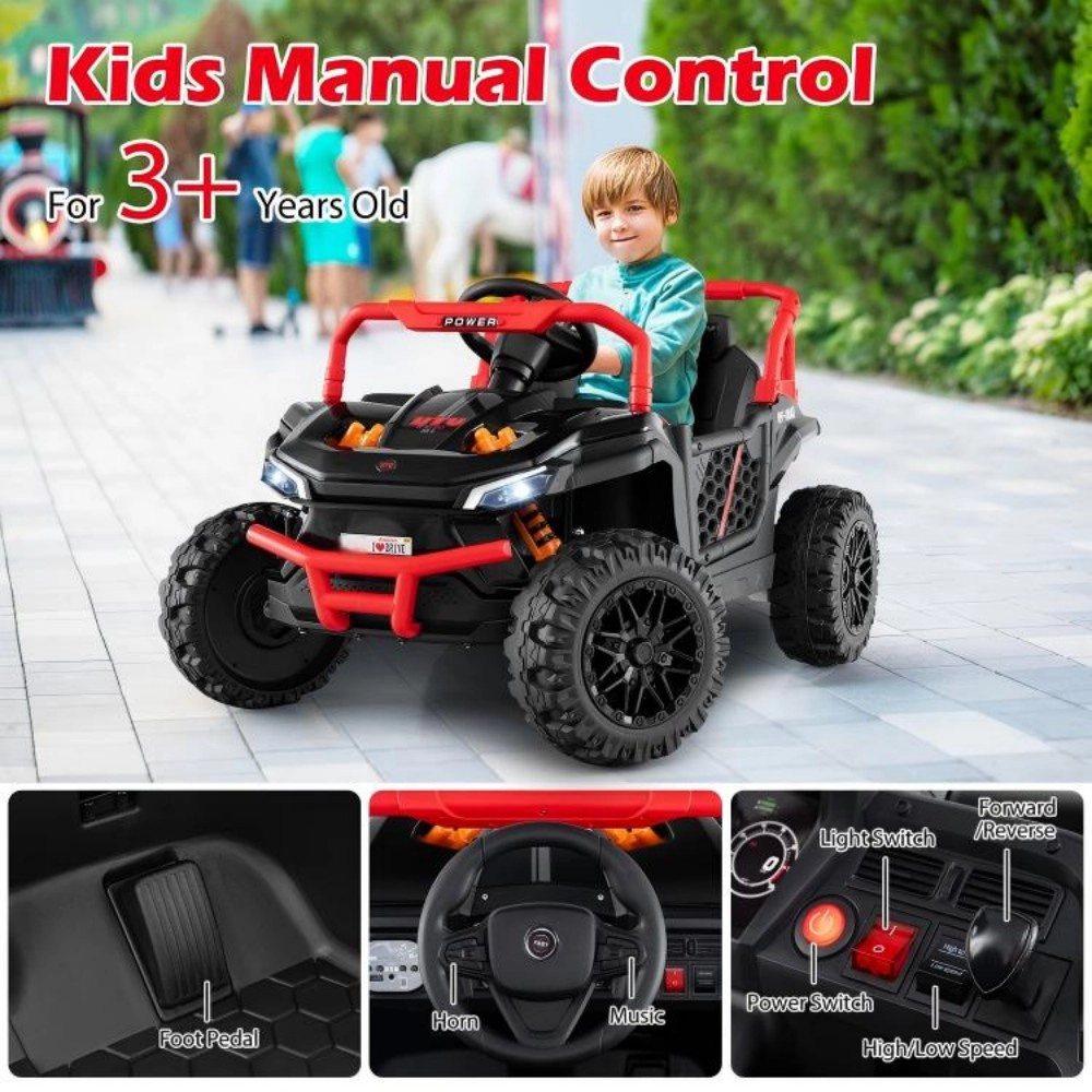 SUGIFT Kids Black 12V Ride On Off-Road UTV Truck with Remote and LED Lights 40-in W 23-in H 55-lb Rider Capacity