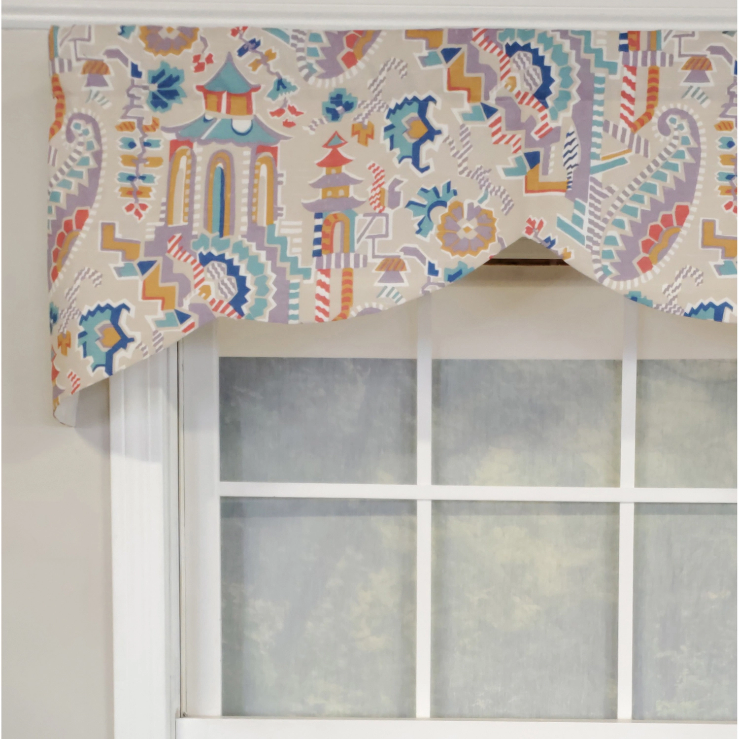 RLF Home 3" Rod Pocket High Quality Fabric Tea House Stamford Valance for Windows 50" x 16" Multi