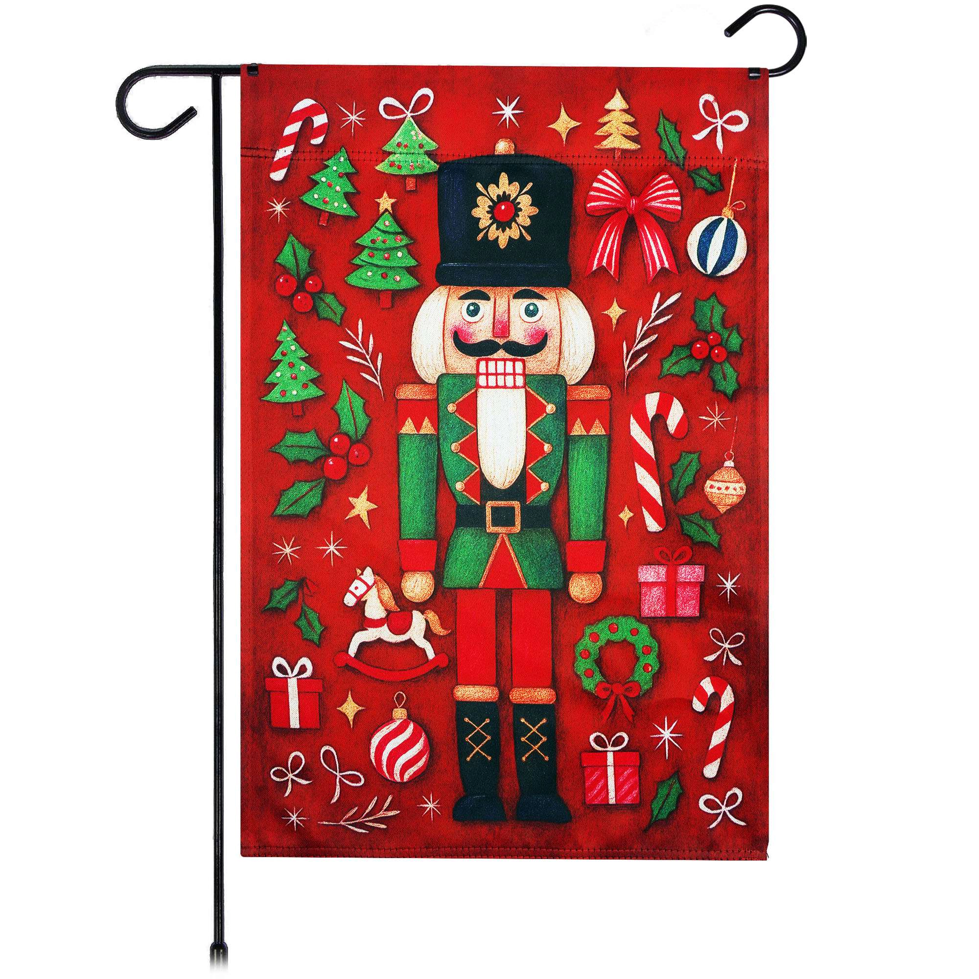 G128 Nutcracker Christmas Garden Flag 12x18 Double-Sided Holiday Yard Decoration