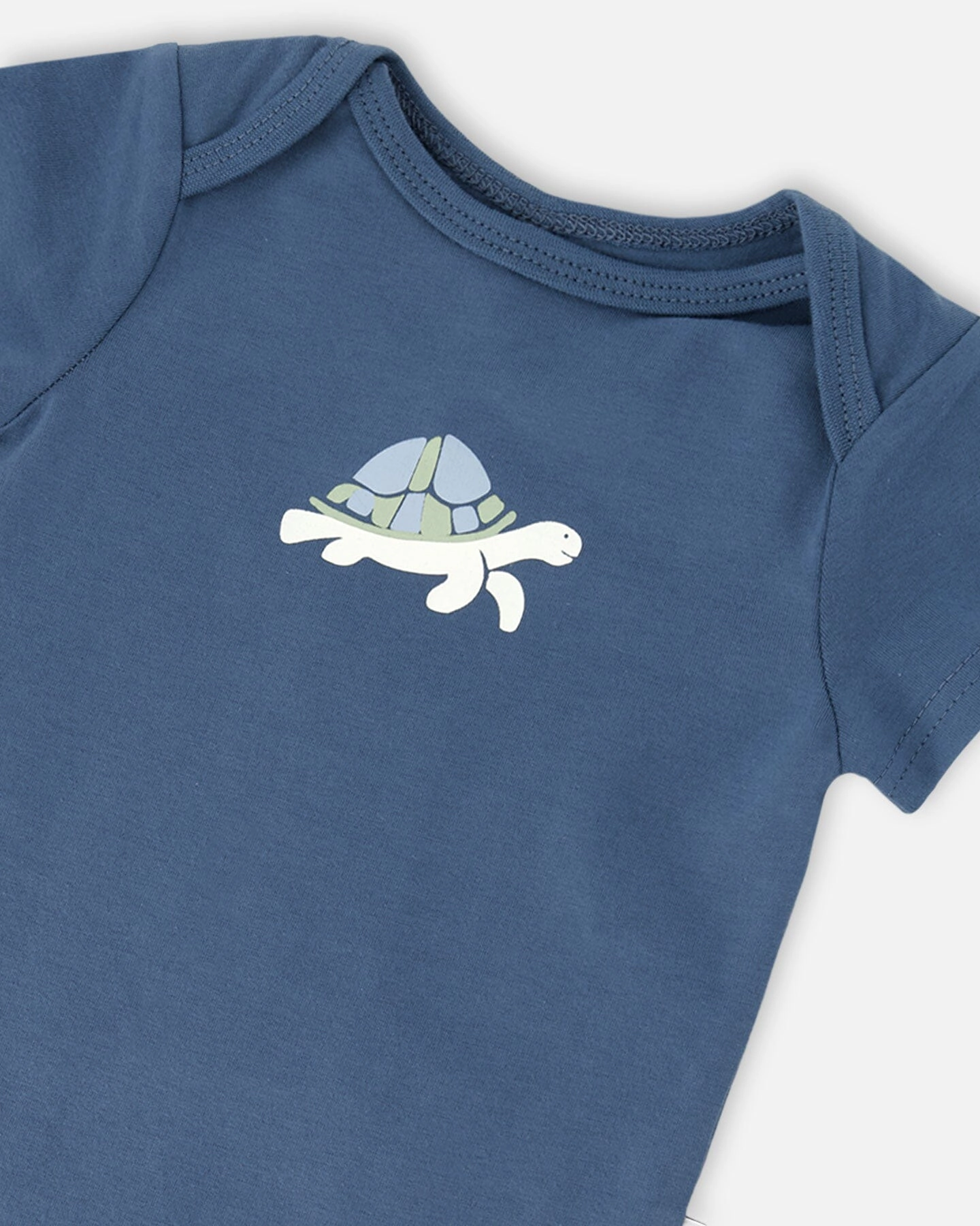 Deux par Deux Boys Evolutive Organic Cotton Jersey Short Sleeve Turtle Graphic Onesie