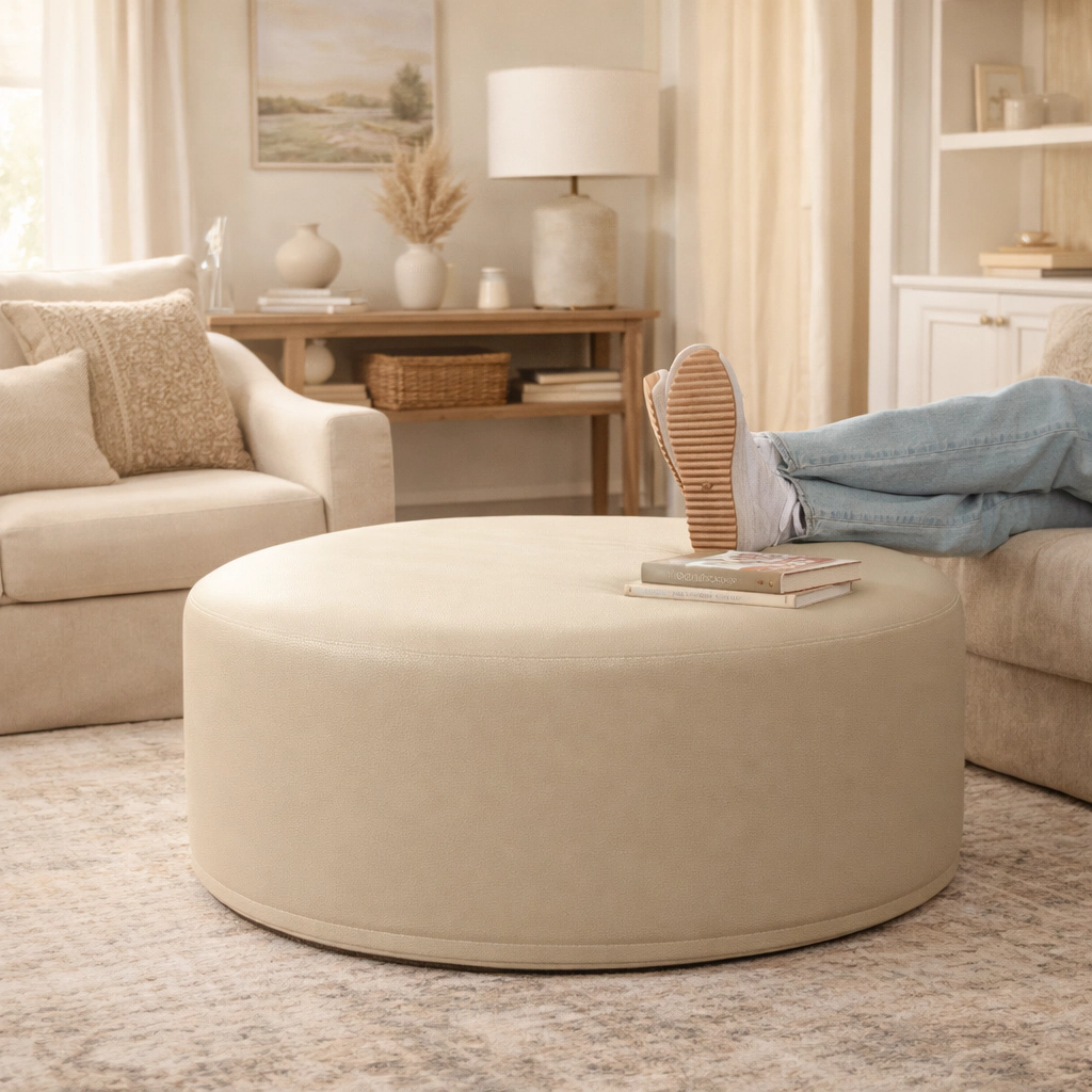Jaxx Candler Round Couch Ottoman Versatile Firm Foam Construction, 36
