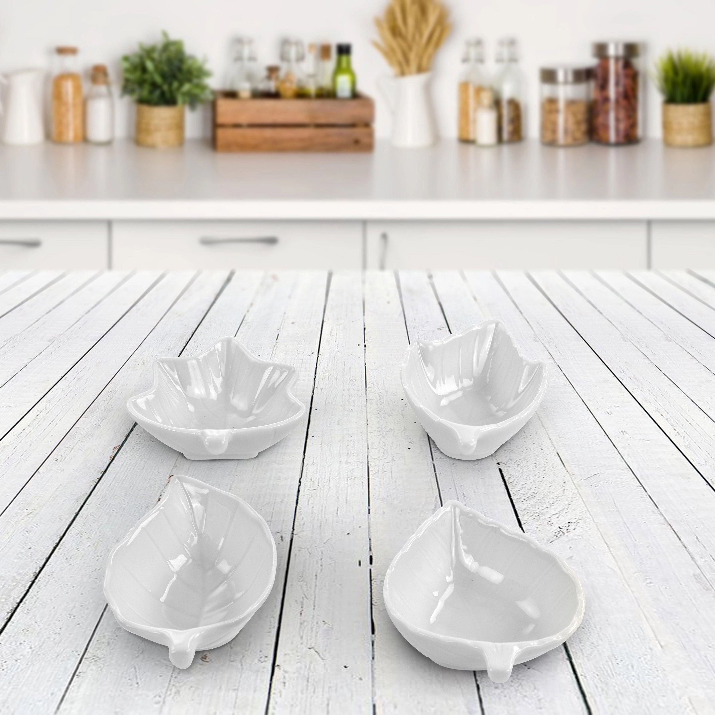 Martha Stewart 4 Piece Ceramic Tidbit Dish Set in White