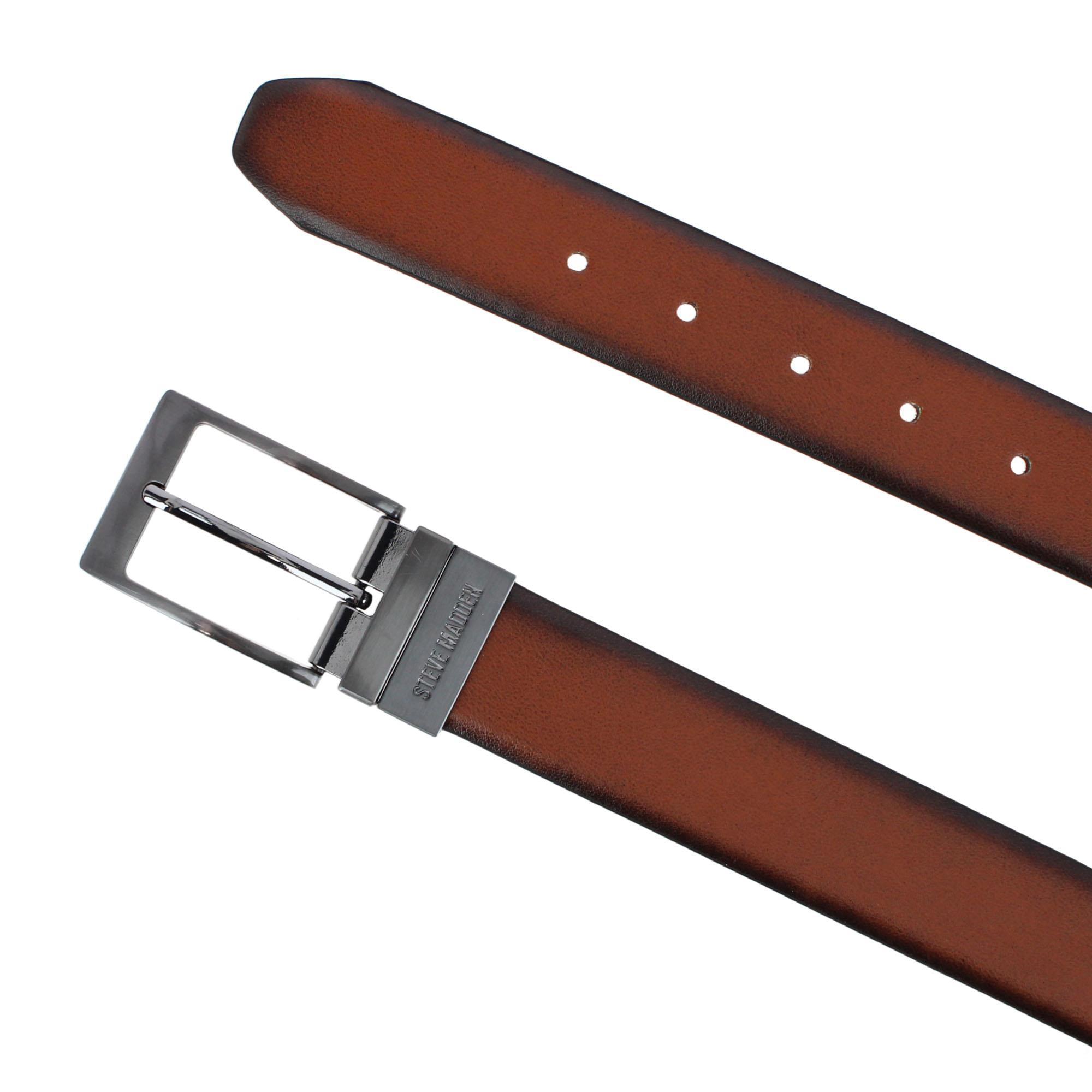 Steve Madden Men's 35mm Burnsihed Reversible Dress Belt