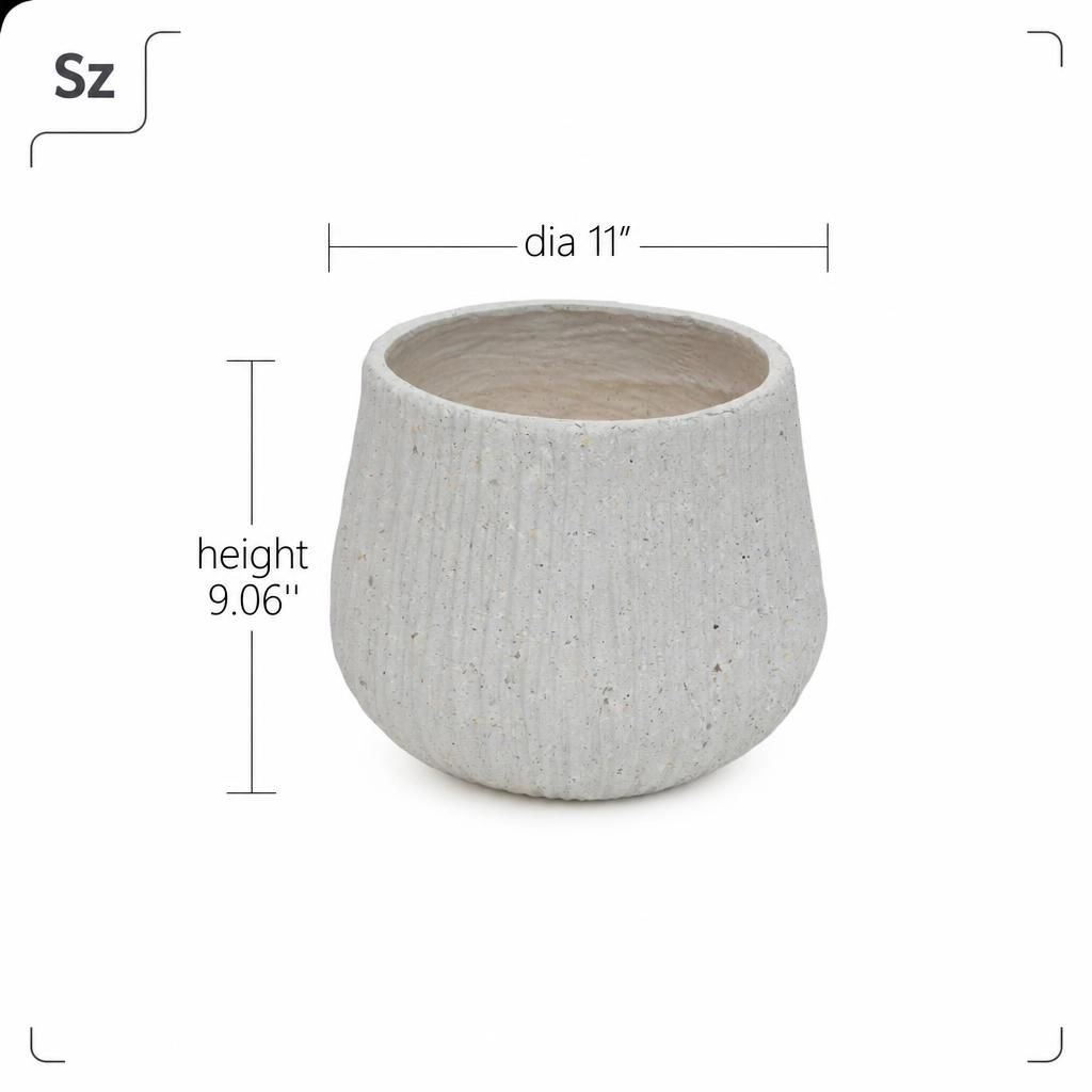 WOW PIONEER Sturdy Round Magnesium Oxide Planter for Patio Balcony Yard Entryway Indoor Outdoor