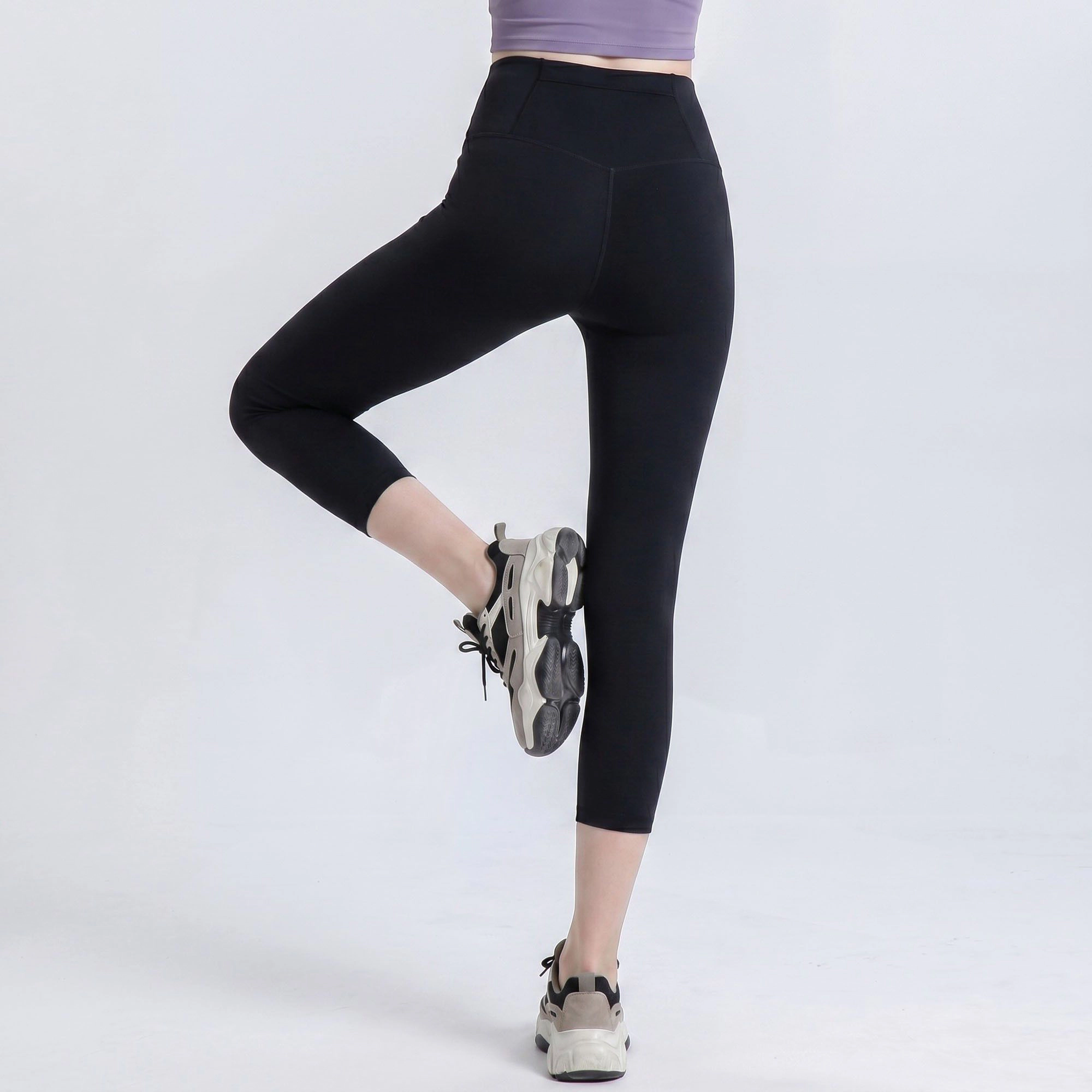 Anna-Kaci Women's High-Waist Capri Leggings with Wide Waistband Smooth Stretch Pull On Yoga Active Pants