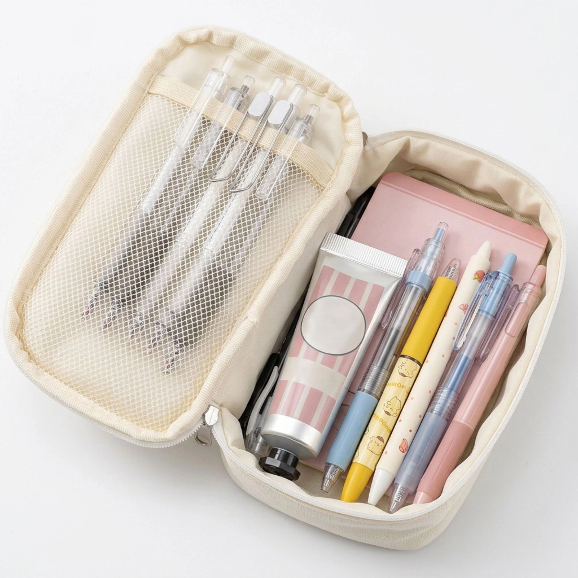 Alilang Unisex Capacity Pencil Case Stationery Organizer Pen Pouch with Mesh Pocket and Double Zipper