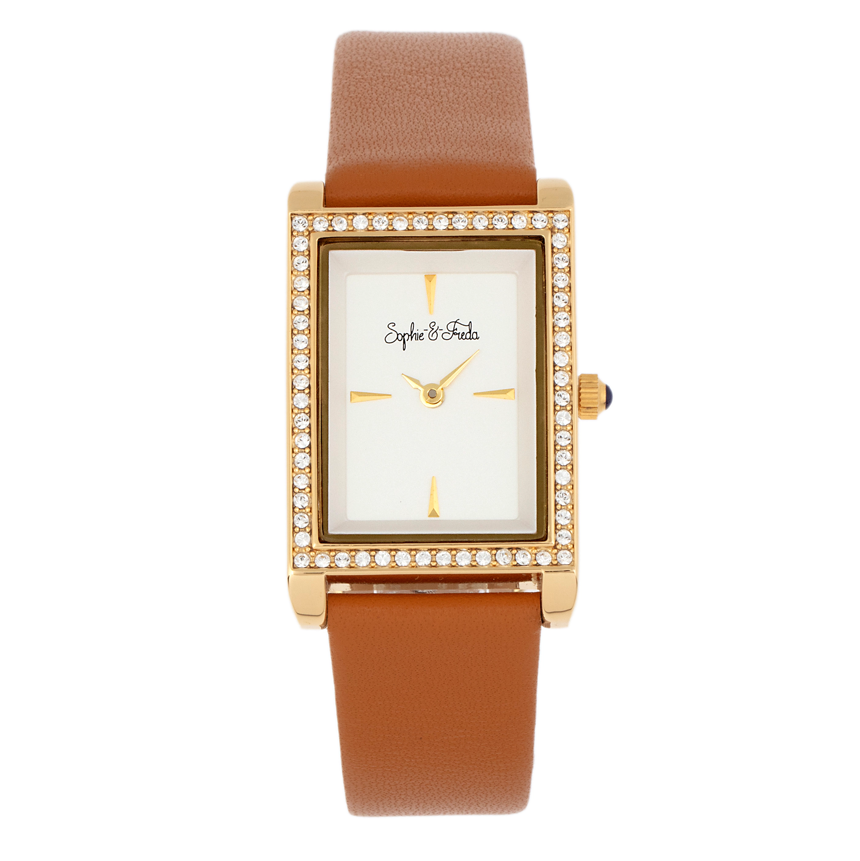 Sophie and Freda Wilmington Leather-Band Watch w/Swarovski Crystals