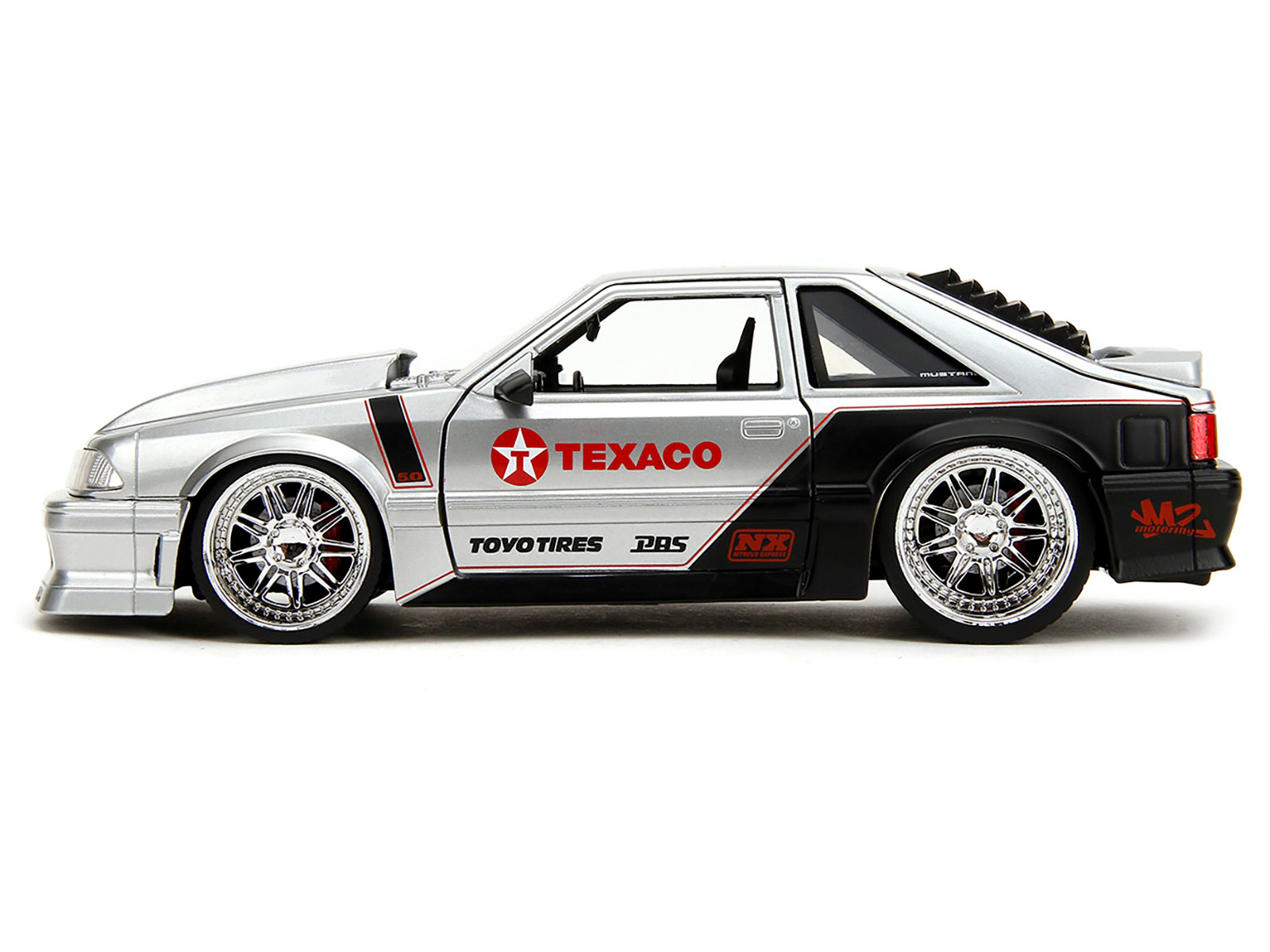 Jada 1989 Ford Mustang GT "Texaco" Silver Metallic and Matt Black "Bigtime Muscle" Series 1/24 Diecast Model Car by Jada