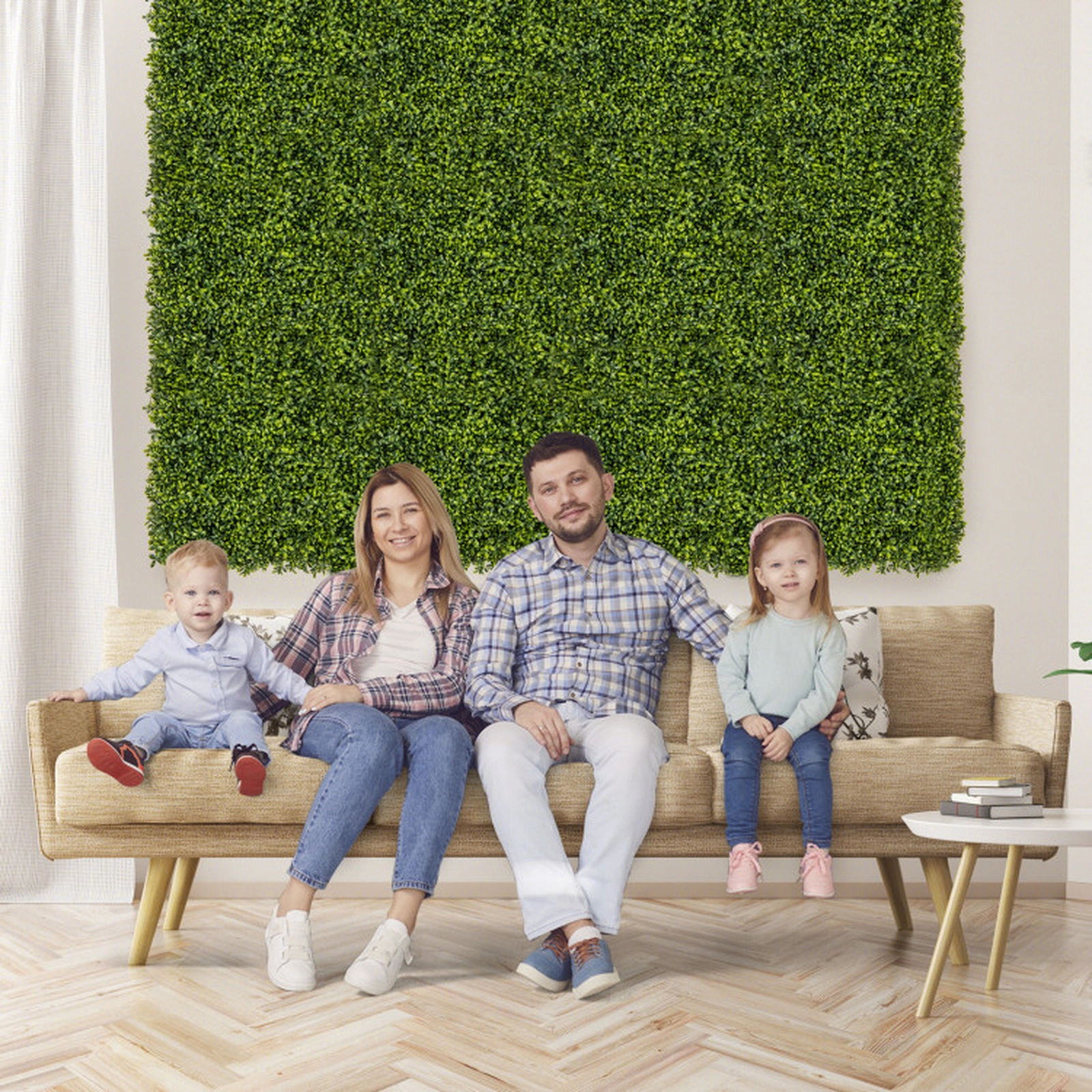 SUGIFT 12-Pieces Artificial Hedge Boxwood Panels 20 x 20-in 32-sq.ft Coverage 3-in Thick Green