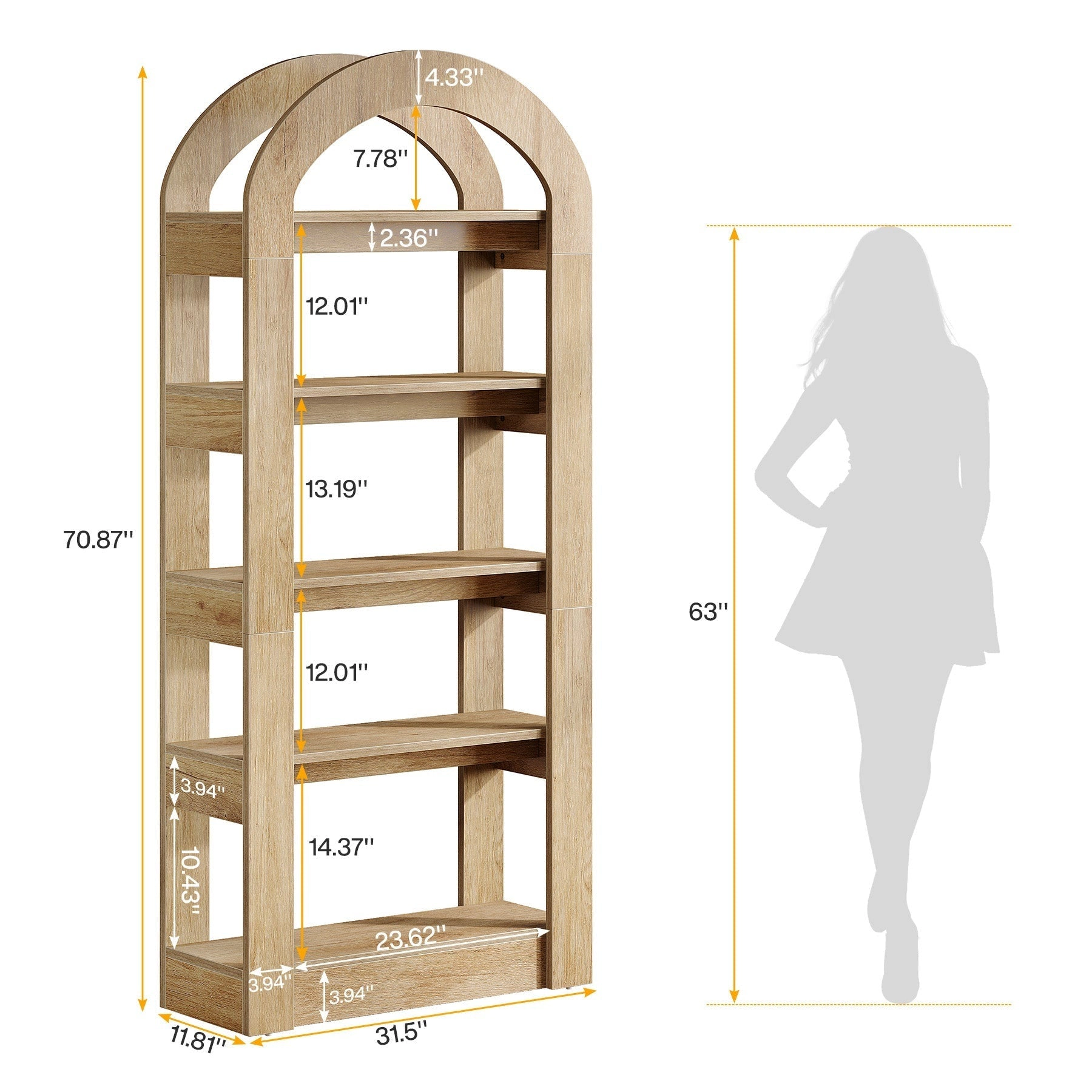 Tribesigns Freestanding Bookshelf, 68.9" Bookcase with 9 Open Shelves