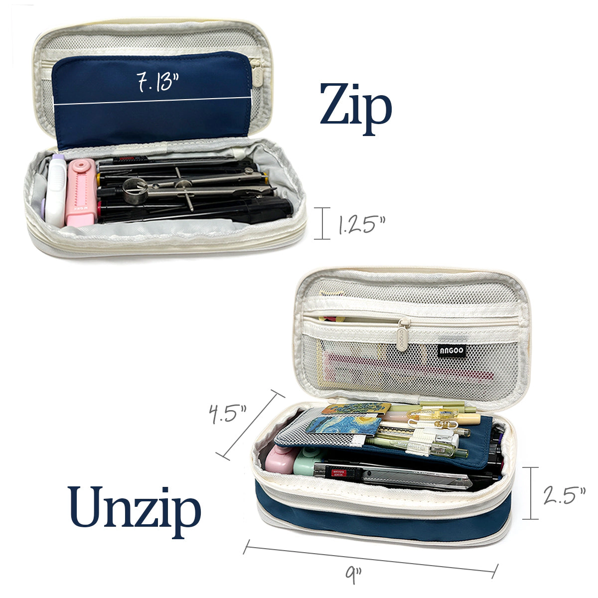Wrapables Expandable Large Capacity Pencil Case and Stationery Set, Highlighter Tape