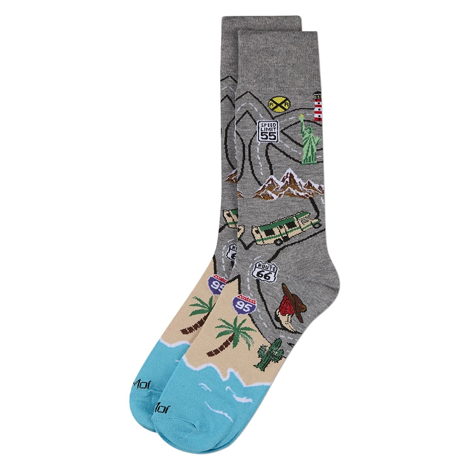 MeMoi Men's Road Trip Fun Rayon From Bamboo Crew Socks