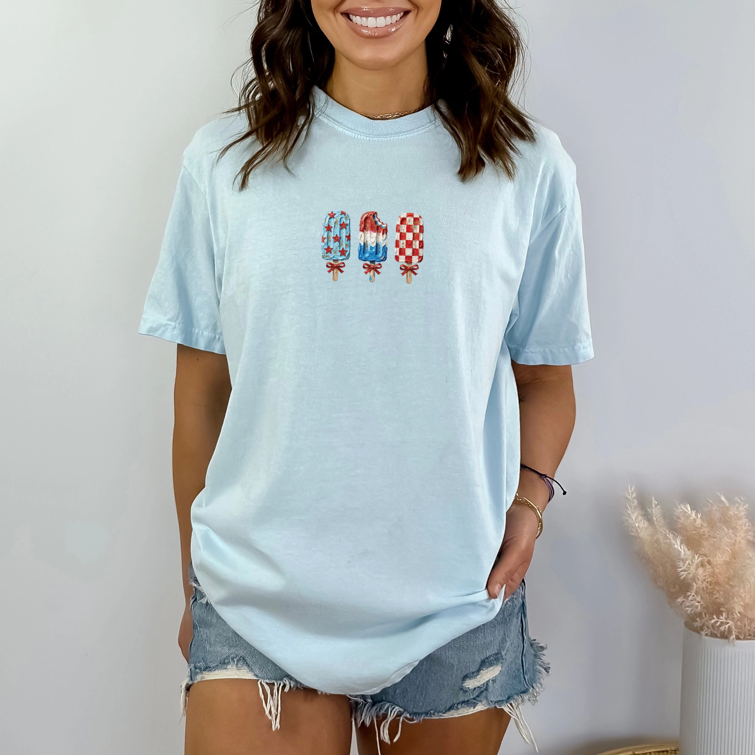 Simply Sage Market - Patriotic Popsicles Women's Garment Dyed Graphic T-Shirt