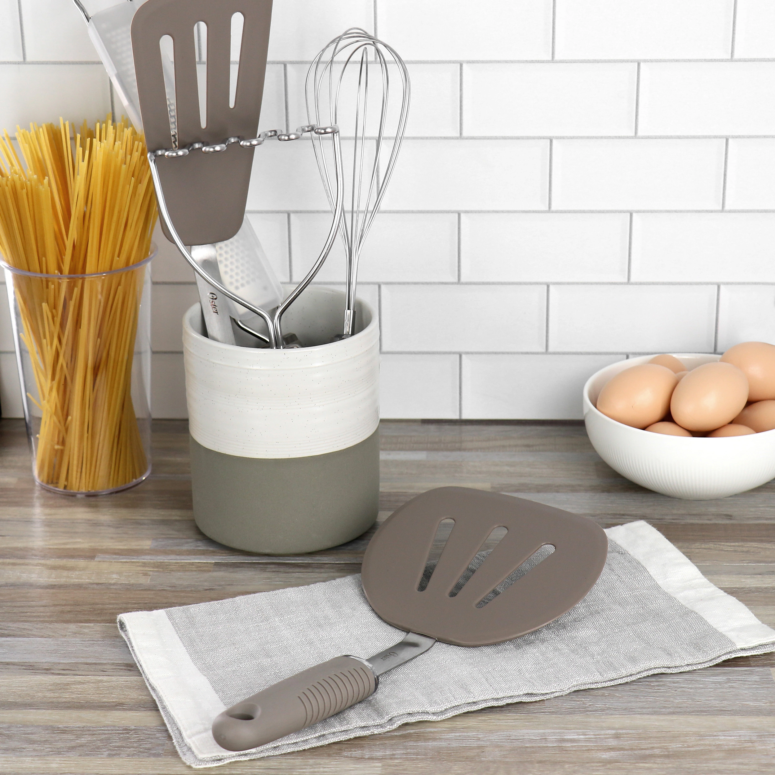 Oster Newcrest 5 Piece Prep and Cook Kitchen Tool Set in Taupe