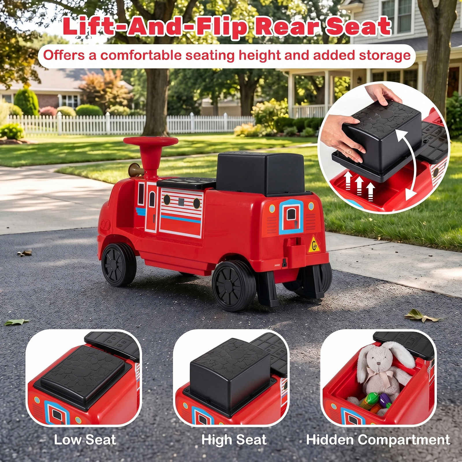 Costway 2-Seater Ride on Train,Licensed Chuggington Electric Vehicle with Adjustable Seat