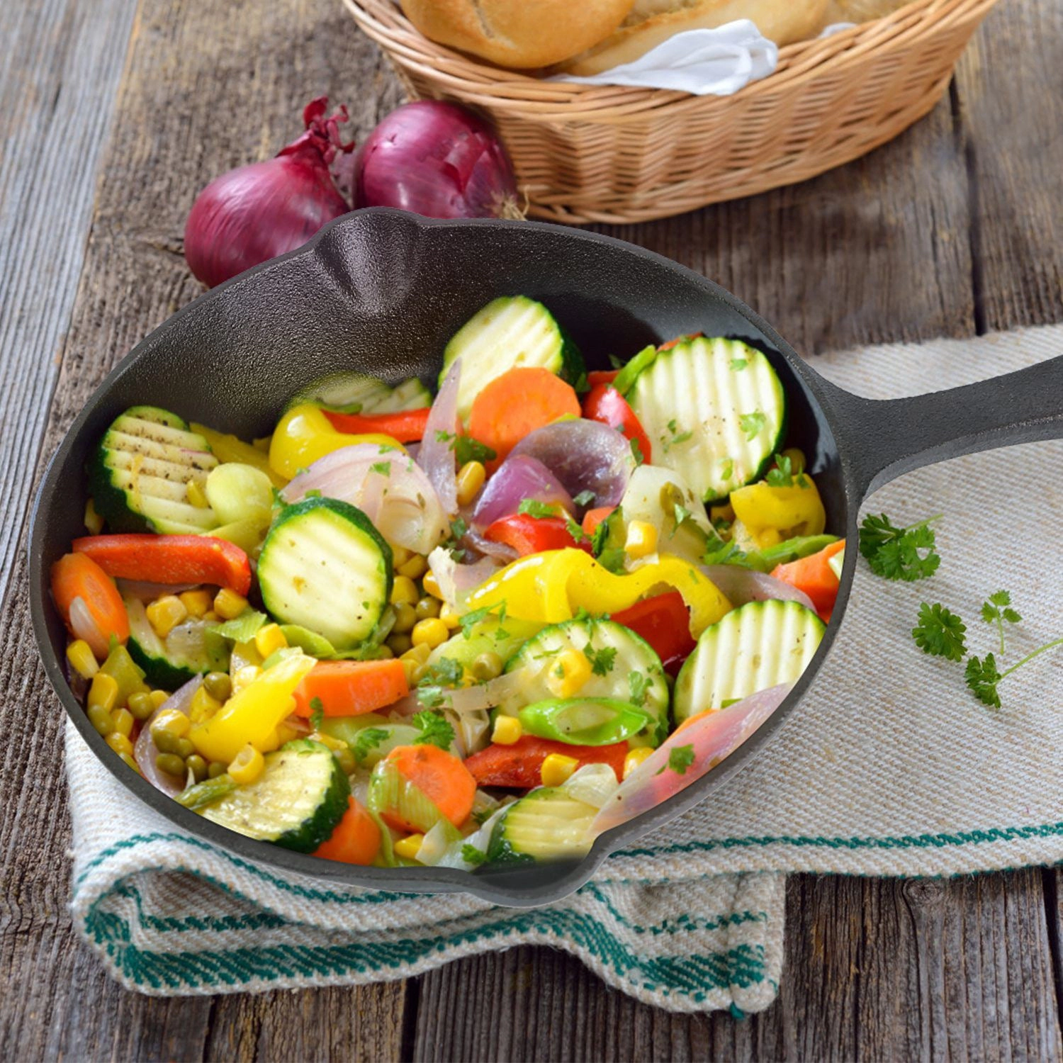 GBruno Pre-Seasoned Cast Iron Skillet Set 3-Piece