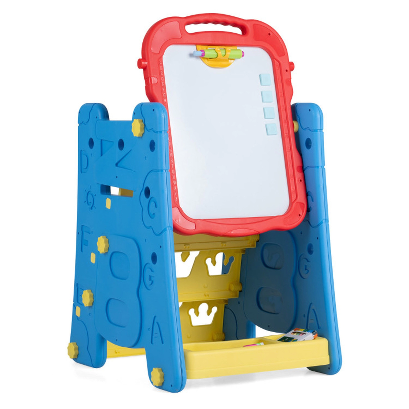 SUGIFT Blue Double-Sided Magnetic Board and Accessories 4-in-1 Kids Art Easel