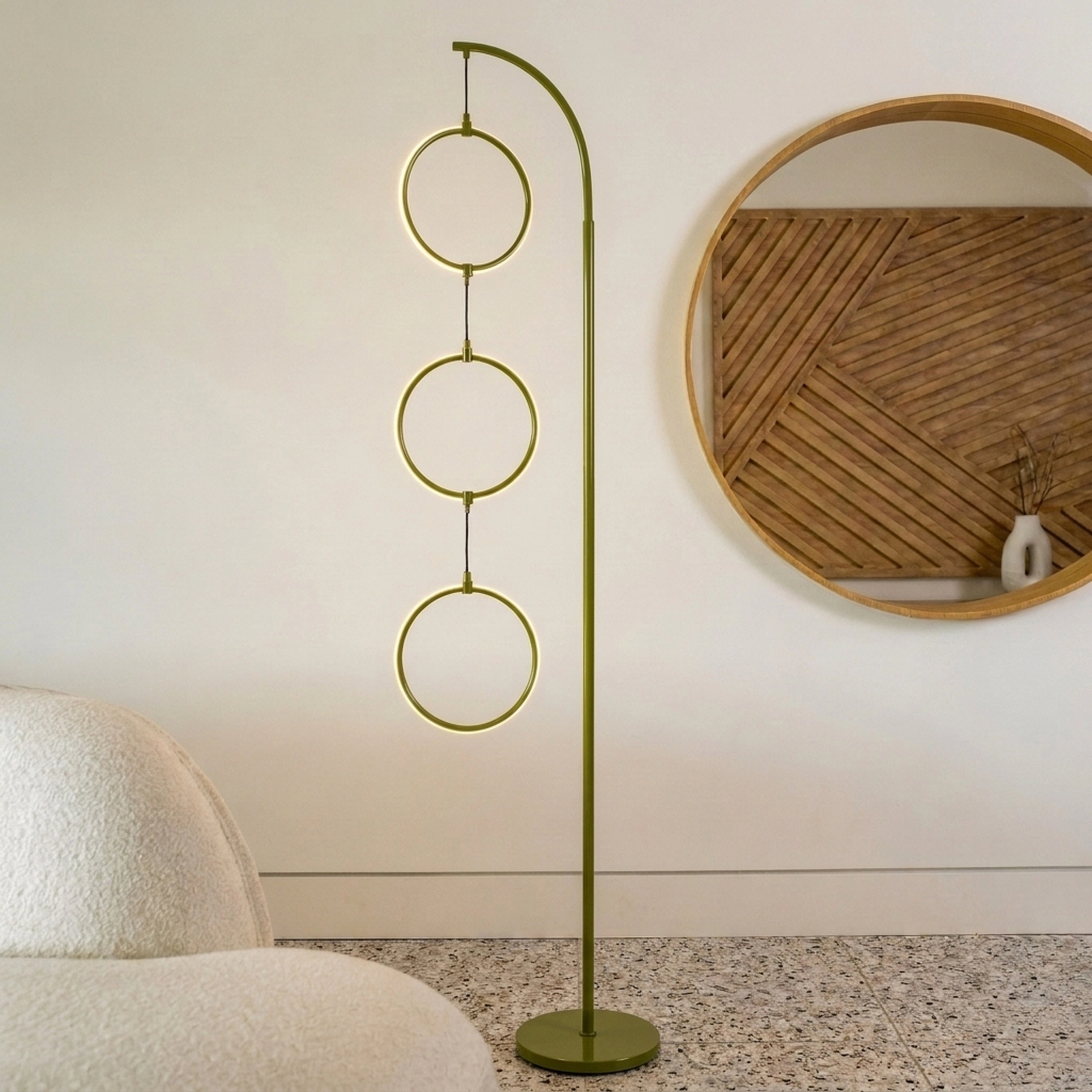 Brightech 3 Ring Lamp LED Halo Ring Floor Lamp
