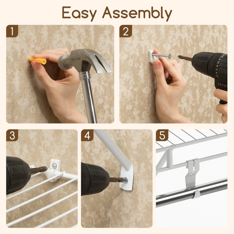 Hivvago Closet Shelves Wall Mounted with Ventilated Metal Wire Shelving Kit