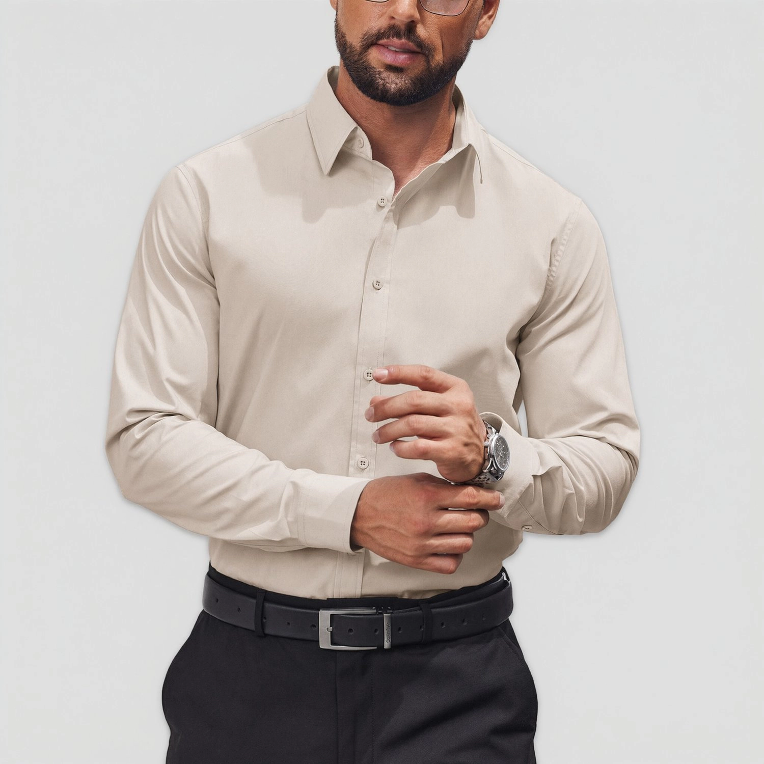 COOFANDY Mens Long Sleeve Dress Shirt Classic Collar Button Down Business Casual