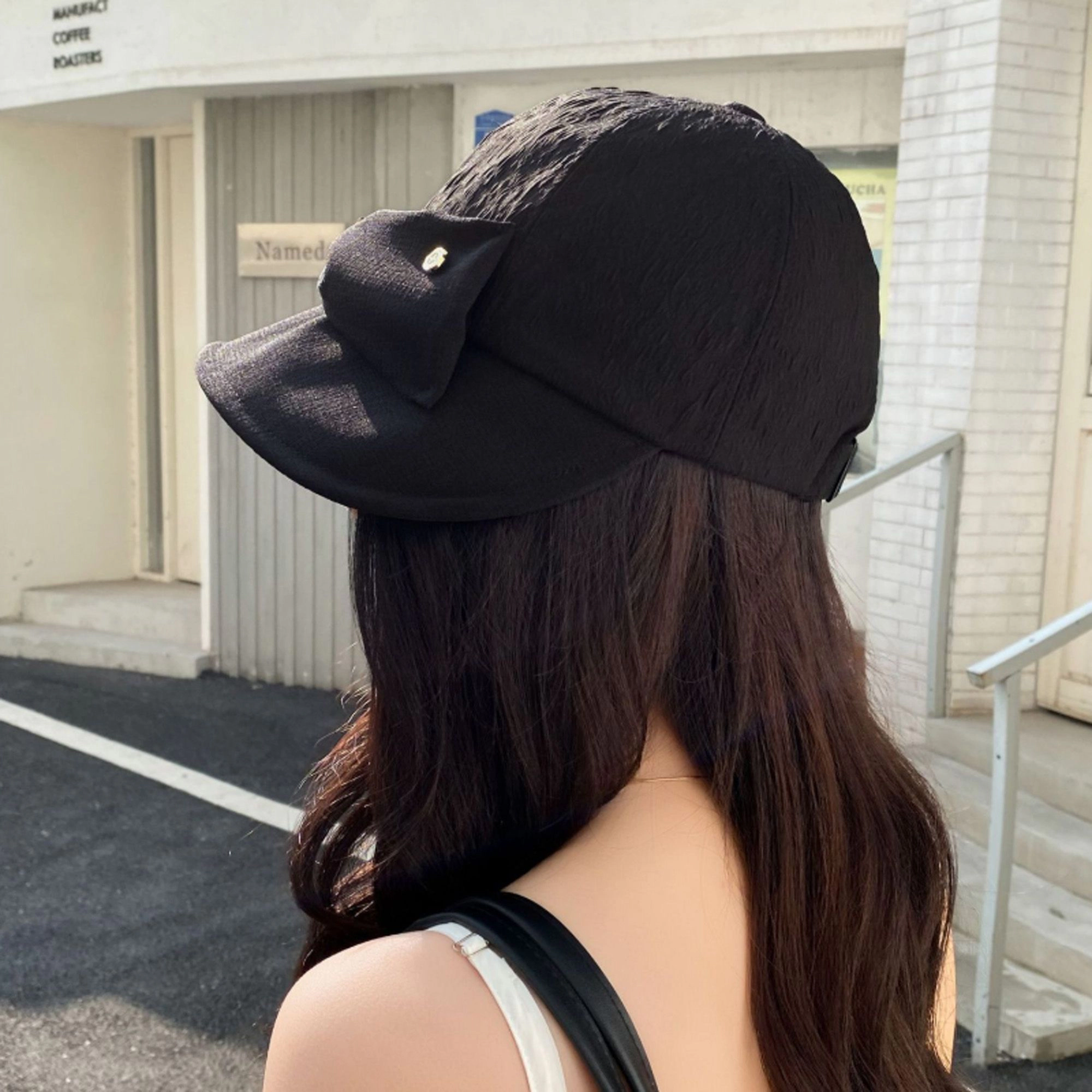 Anna-Kaci Women's Structured Visor Cloche Hat with Oversized Bow and Textured Dome Crown